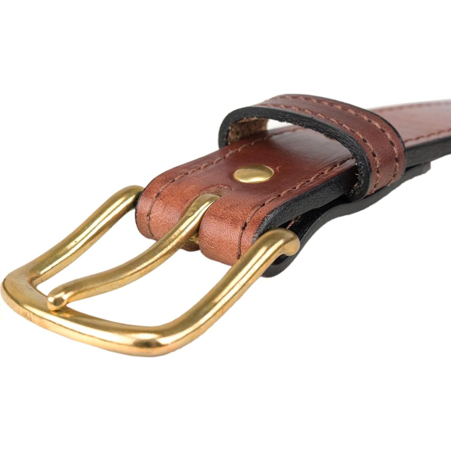 Cinturón de Cuero Bridle Marrón con Bolsillo Oculto 63.5 cm
