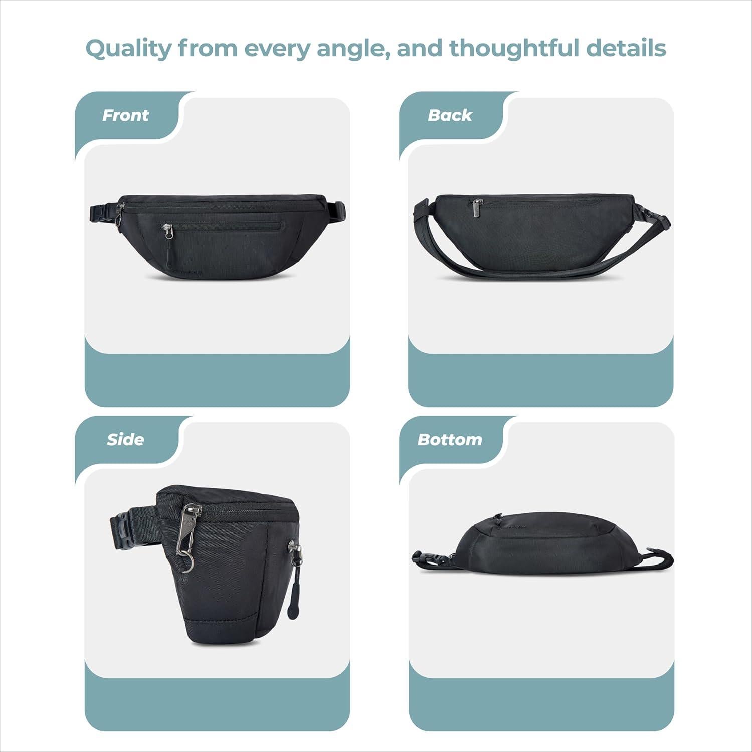 Riñonera Urbana Antirrobo Travelon Negra 29.2x12.7cm