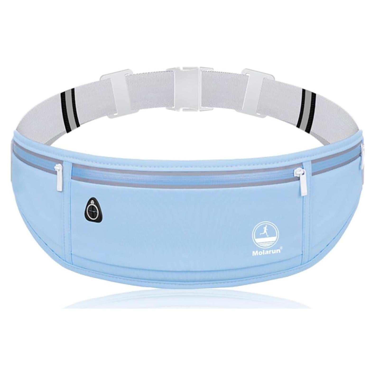 Cinturón de Correr Molarun Azul Resistente al Agua 3 Bolsillos
