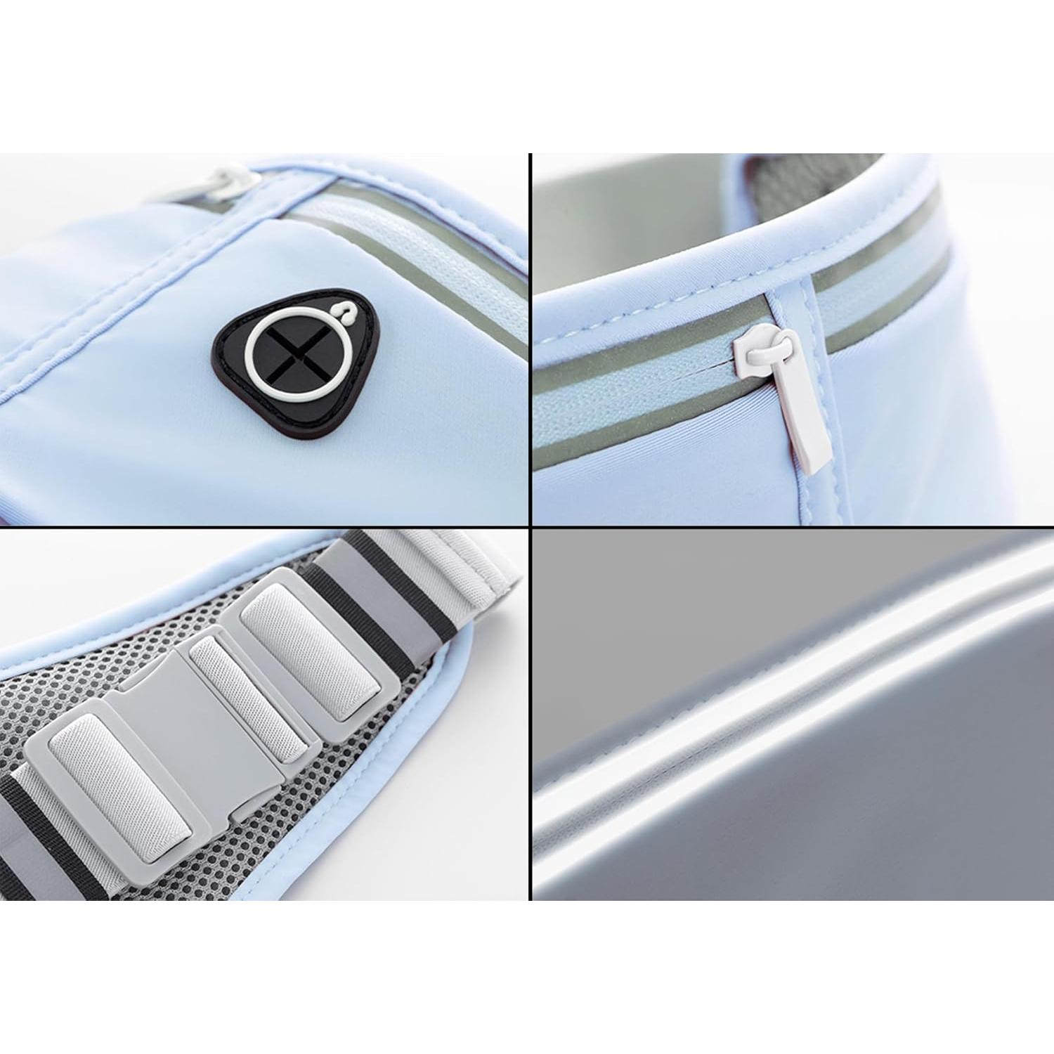 Cinturón de Correr Molarun Azul Resistente al Agua 3 Bolsillos