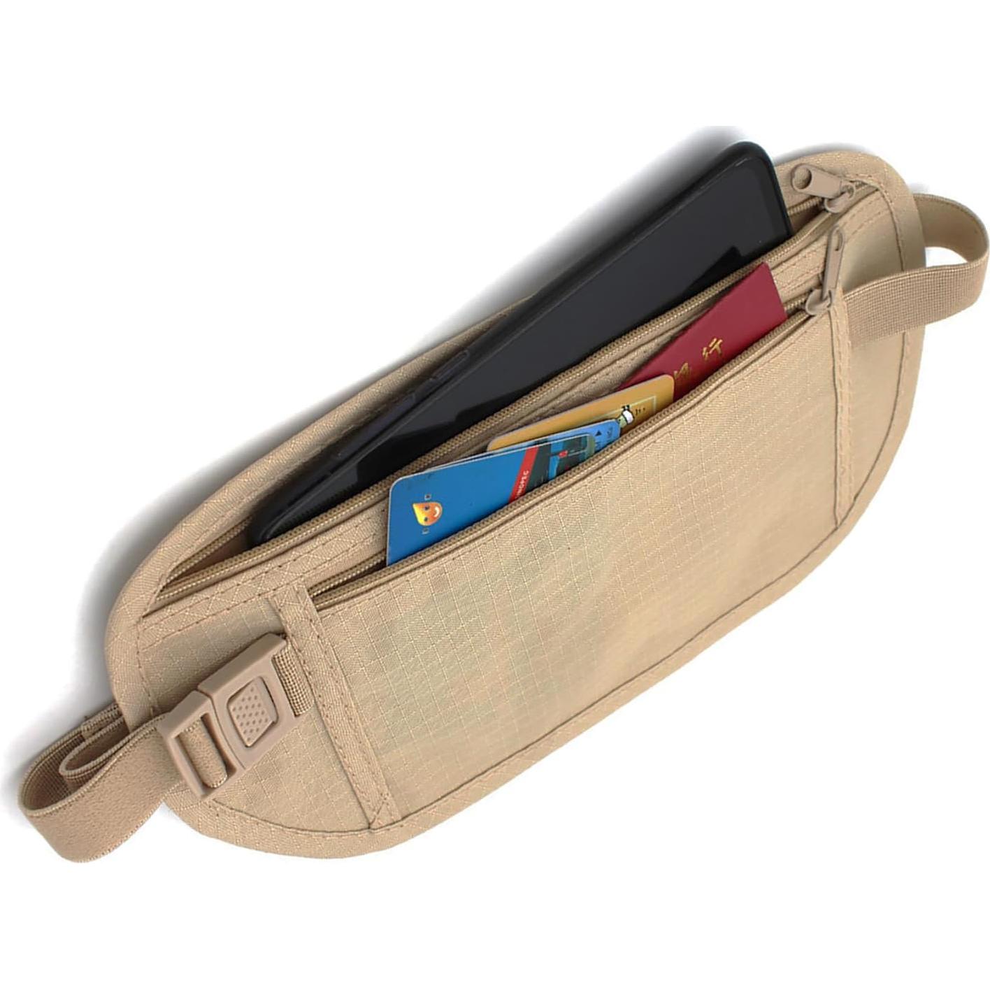 Cinturón de Dinero Oculto FaYaCa para Viaje - Caqui
