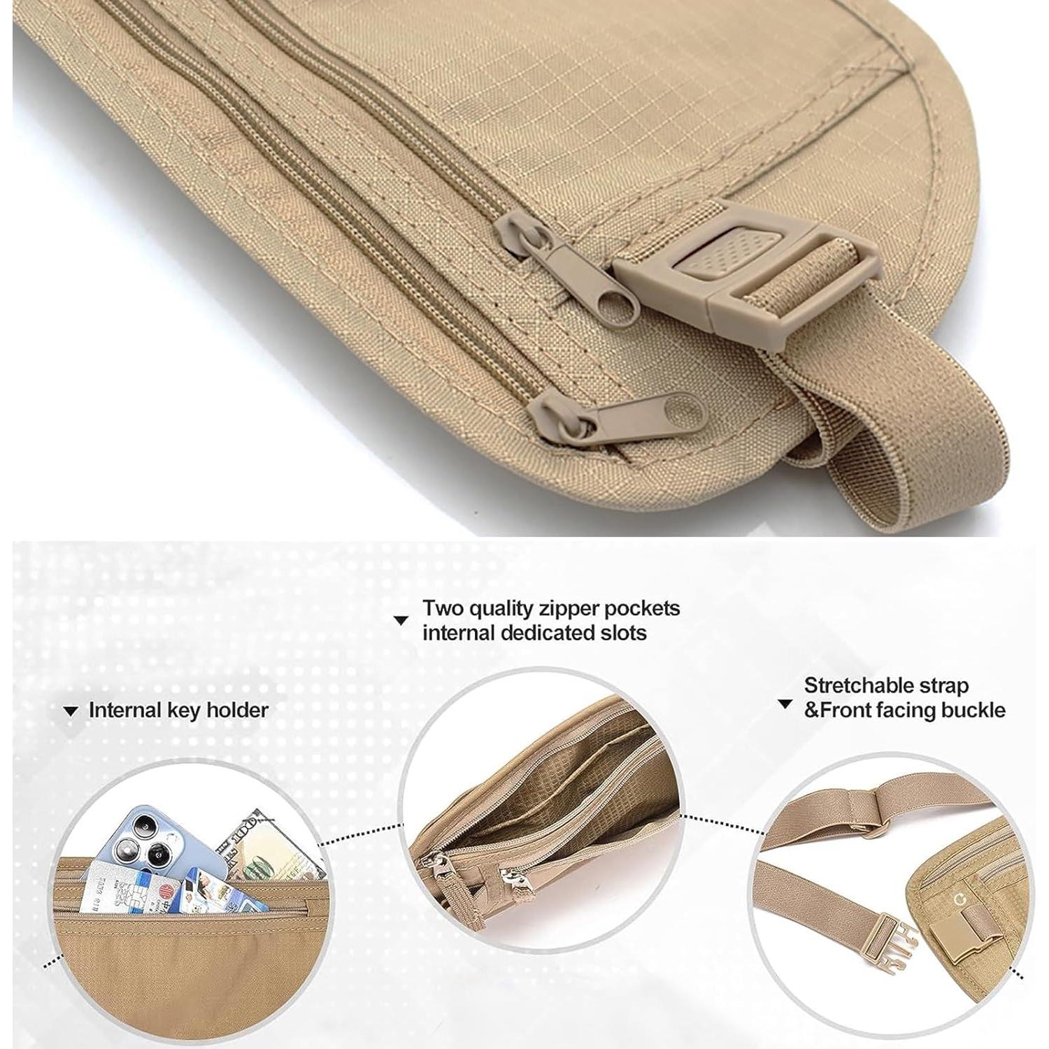 Cinturón de Dinero Oculto FaYaCa para Viaje - Caqui