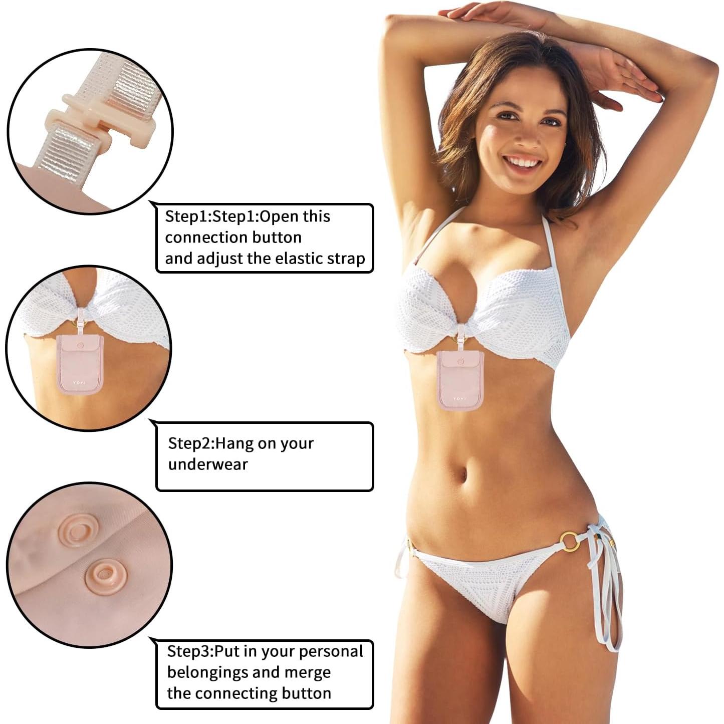 Billetera Oculta para Sujetador YOYI YOYI Rosa RFID 12.9x9.4cm