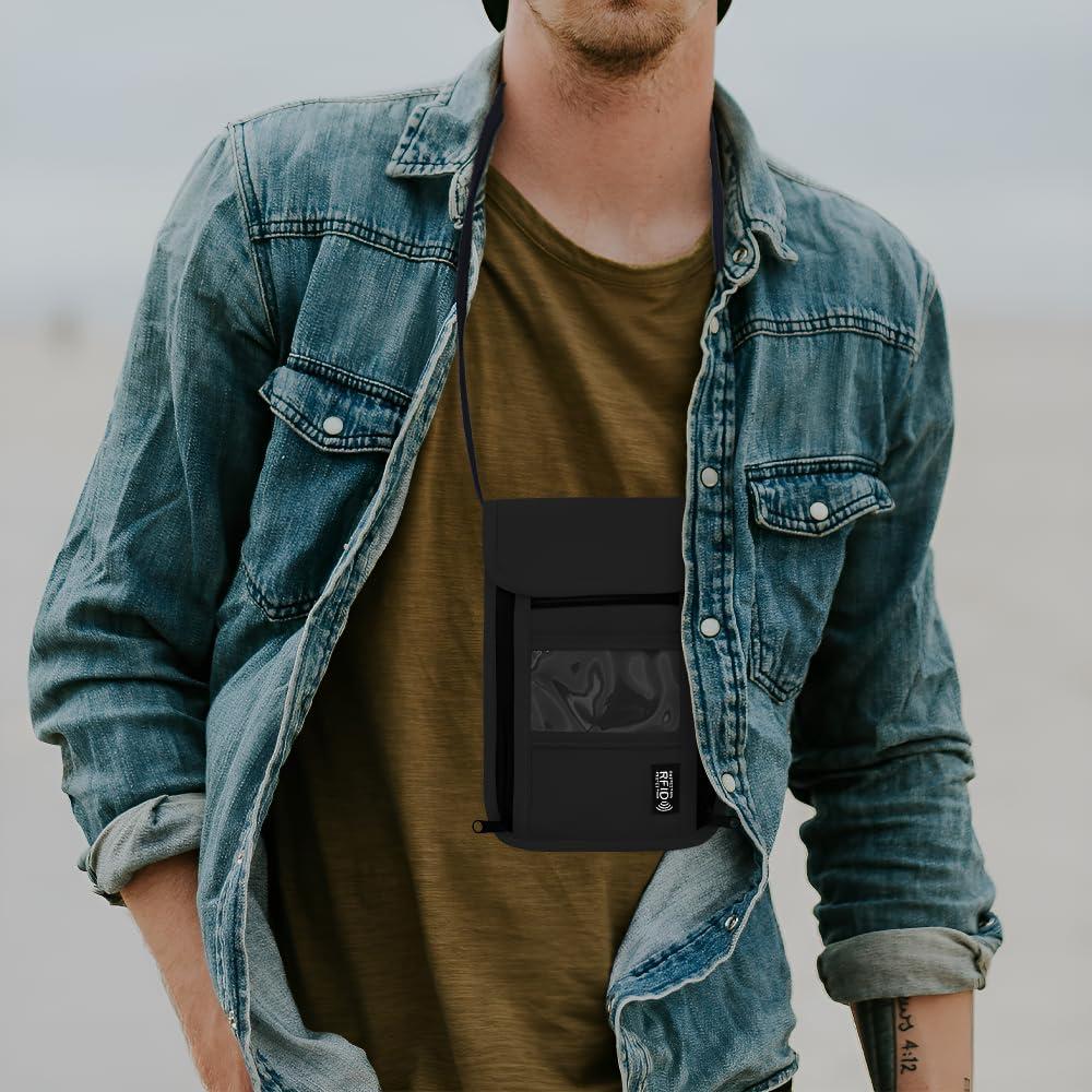 Billetera de Cuello de Viaje Maiiu con Bloqueo RFID - PVC Negro