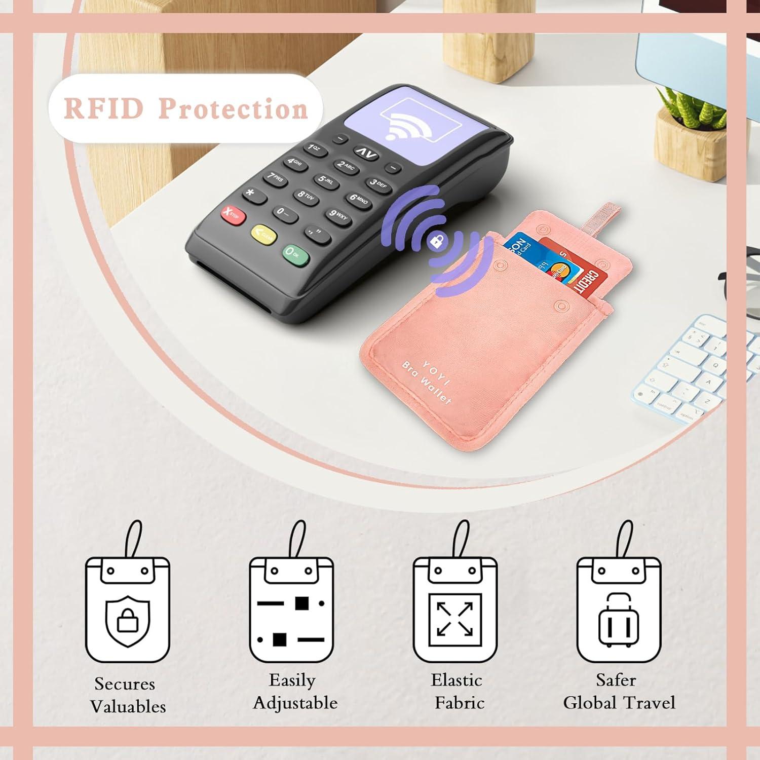 Billetera de Sujetador YOYI YOYI Rosa con Compartimento Oculto RFID