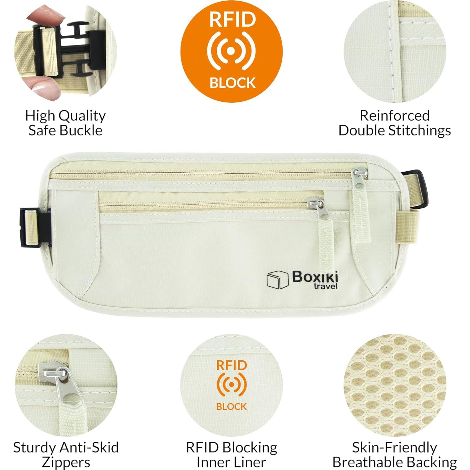 Cinturón de Dinero Boxiki Travel con Protección RFID Unisex