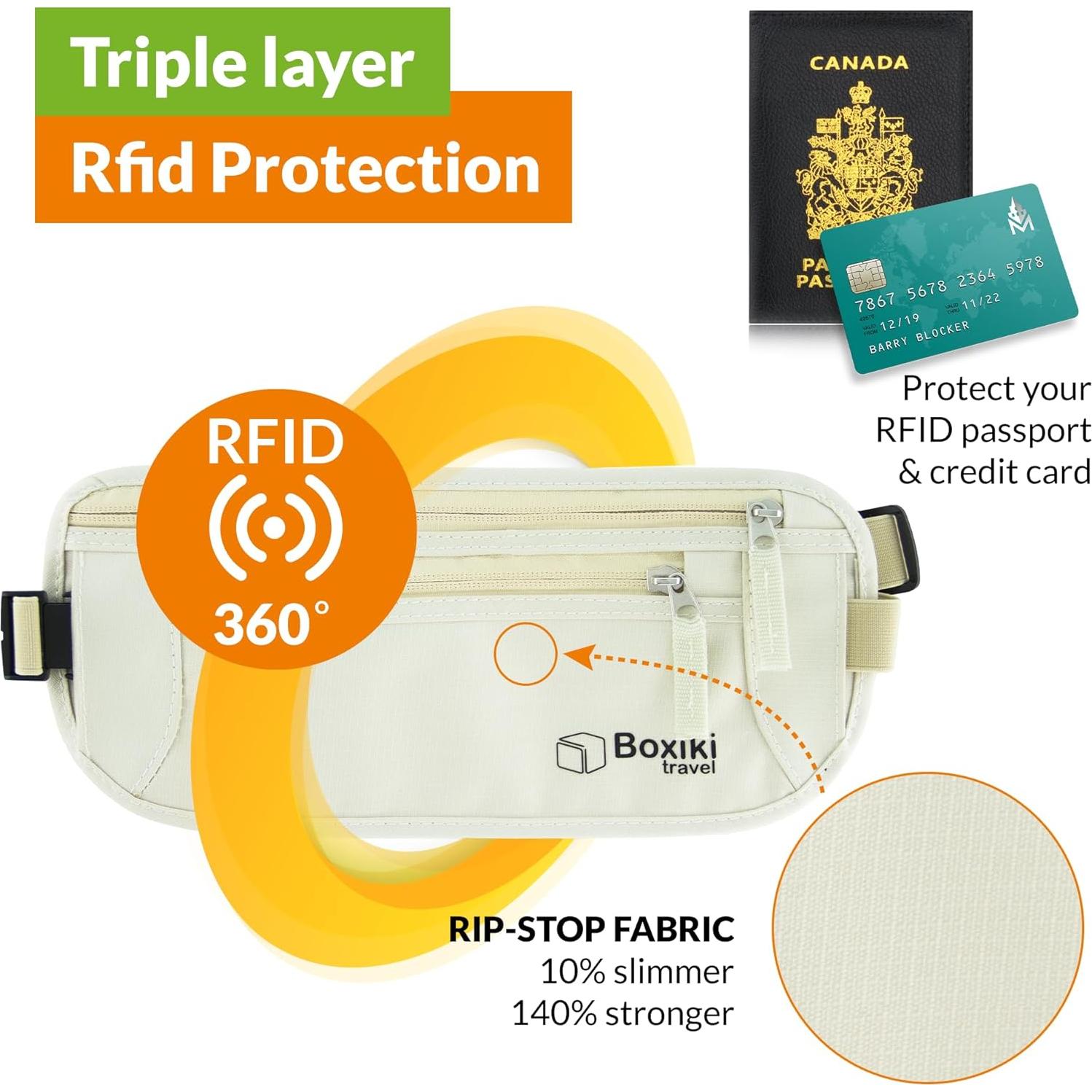 Cinturón de Dinero Boxiki Travel con Protección RFID Unisex