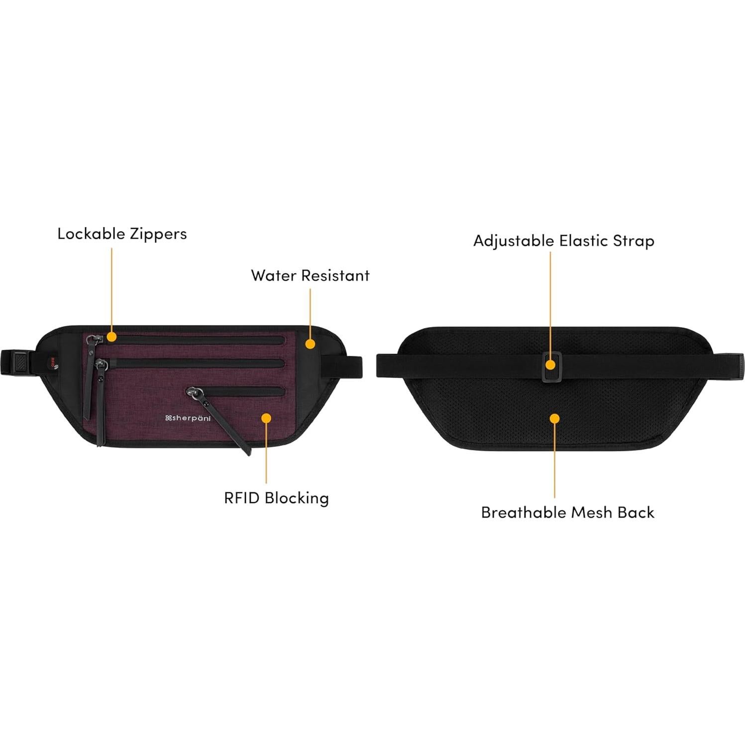 Cinturón de Dinero Sherpani Jett para Mujeres - Merlot Lite