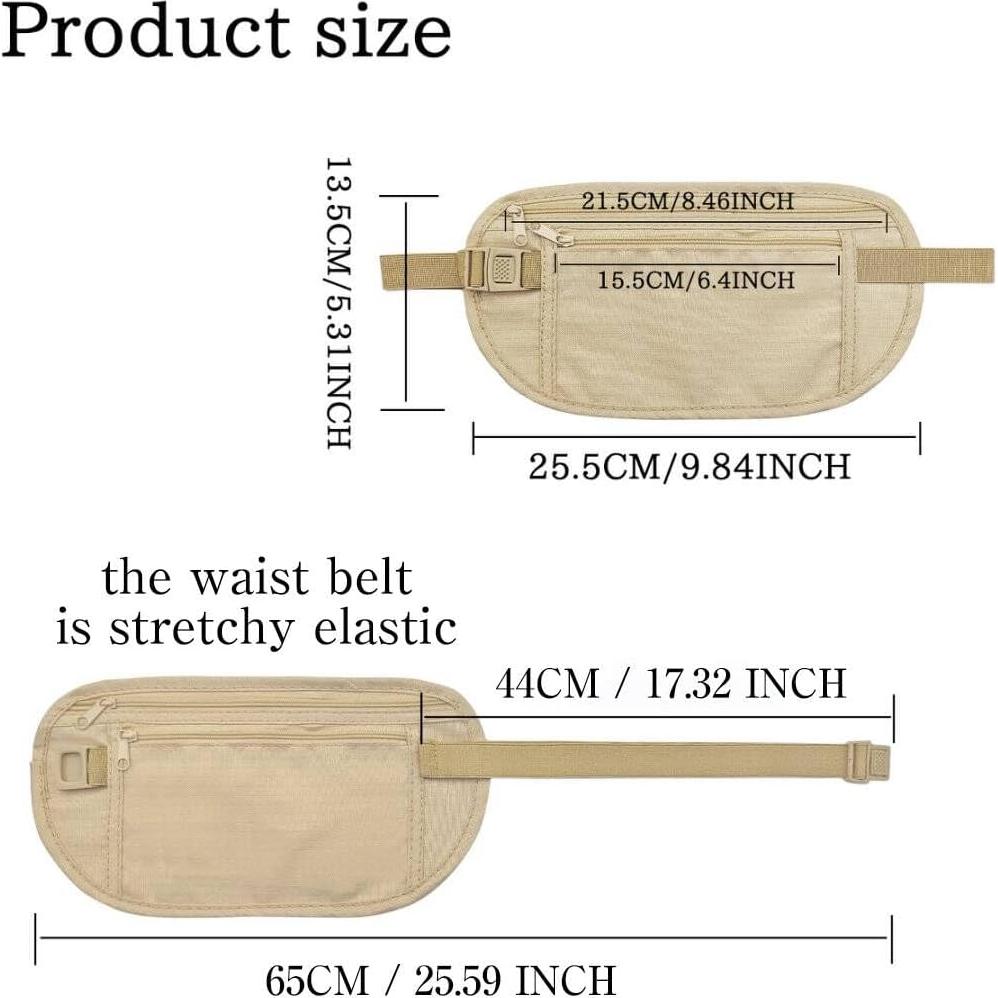 Cinturón de Dinero FuninCrea Negro con Bloqueo RFID 25.4x14cm