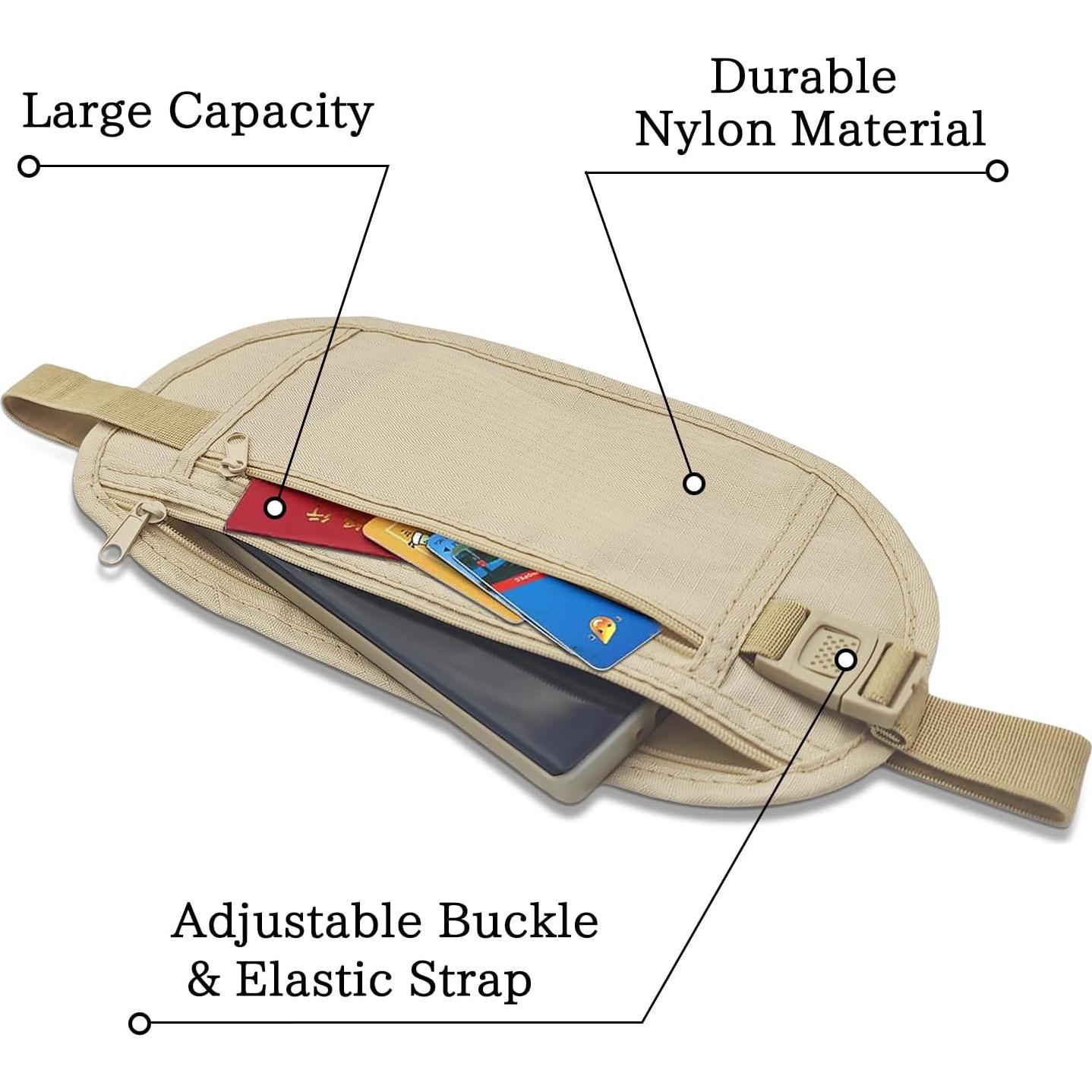 Cinturón de Dinero FuninCrea Negro con Bloqueo RFID 25.4x14cm