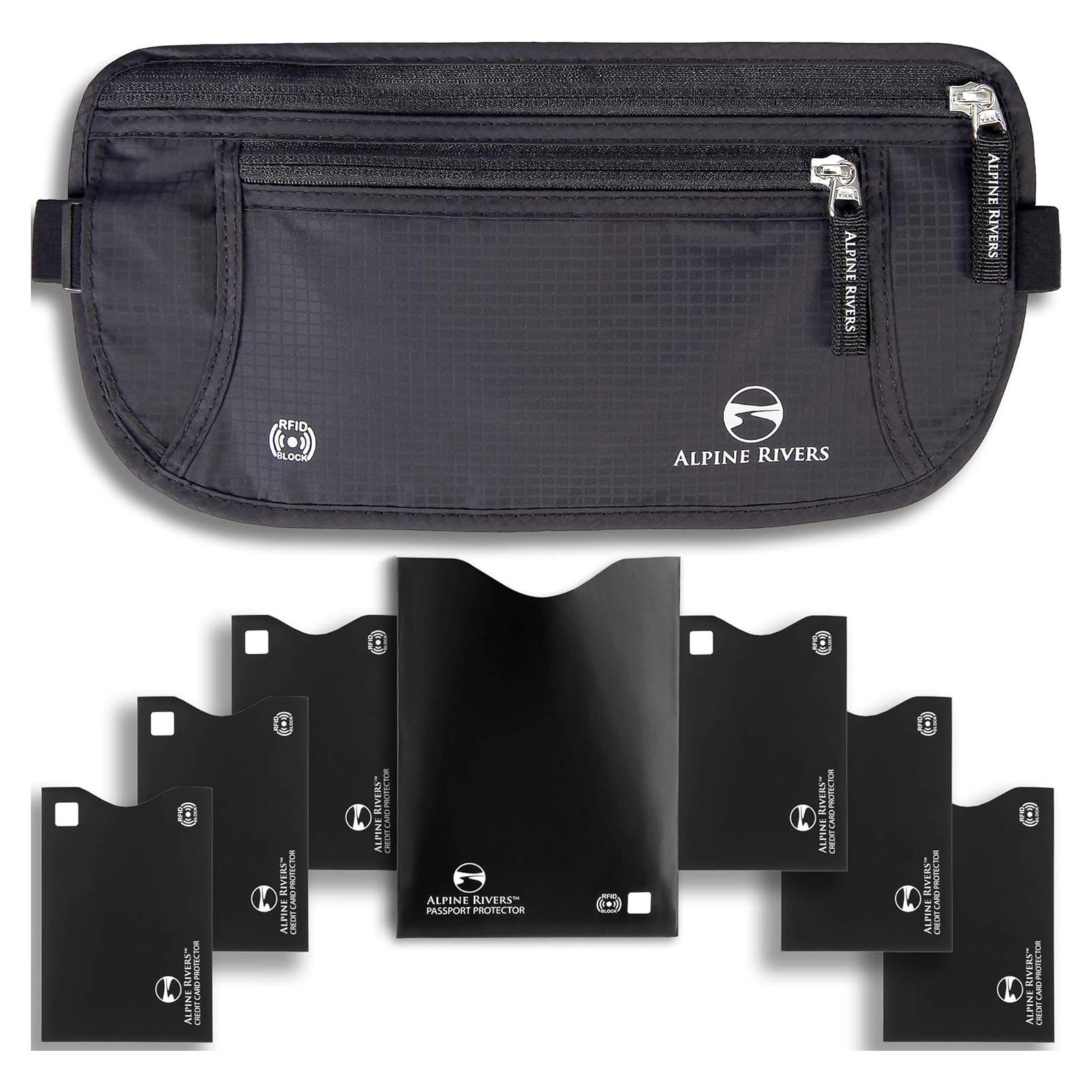Cinturón de Dinero RFID Alpine Rivers Negro Premium Ajustable