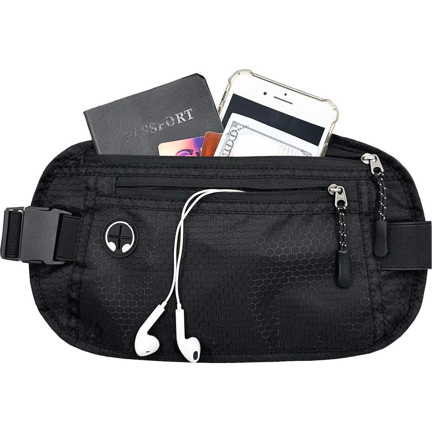 Cinturón de Dinero HOPSOOKEN Negro con Bloqueo RFID