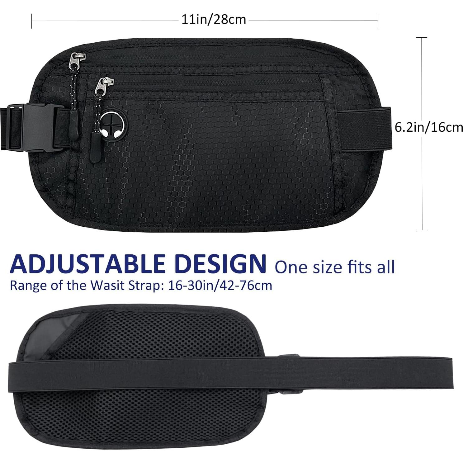 Cinturón de Dinero HOPSOOKEN Negro con Bloqueo RFID