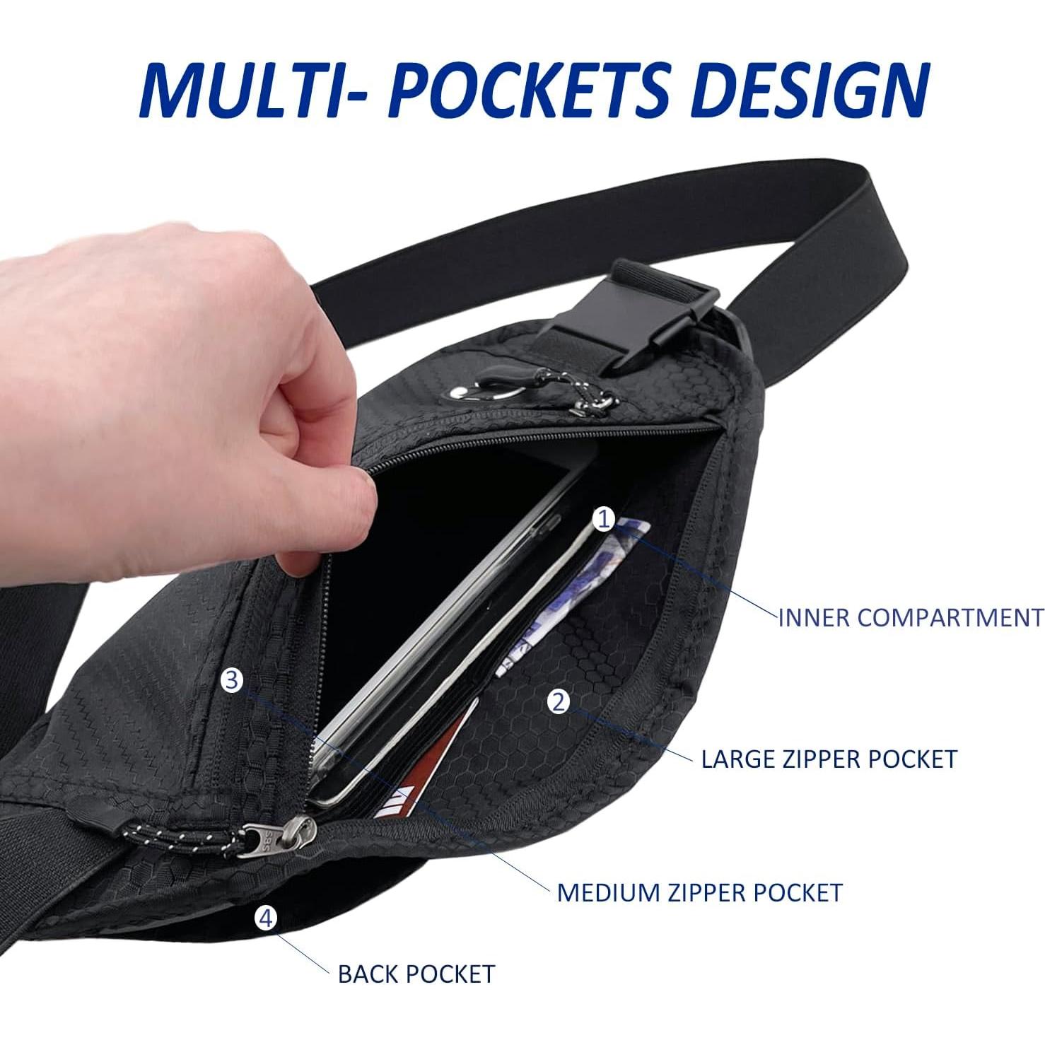 Cinturón de Dinero HOPSOOKEN Negro con Bloqueo RFID