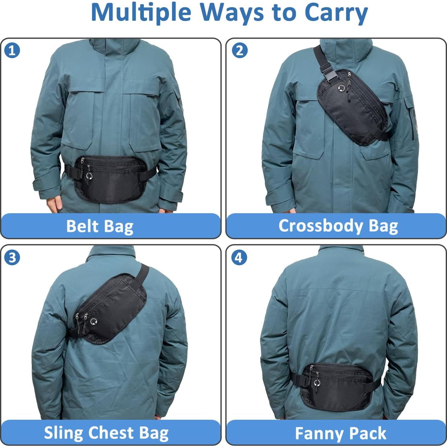 Cinturón de Dinero HOPSOOKEN Negro con Bloqueo RFID