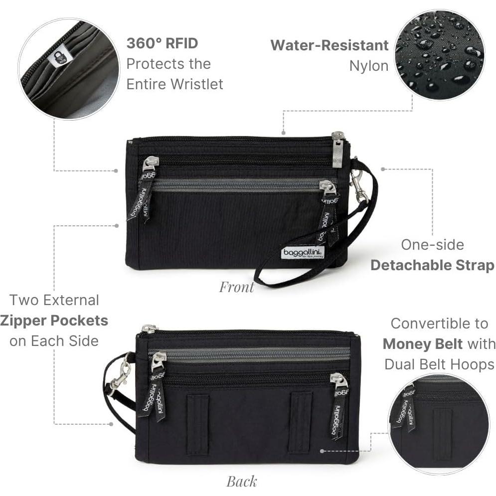 Organizador de Moneda Antirrobo Baggallini Negro 20.3x10.8 cm