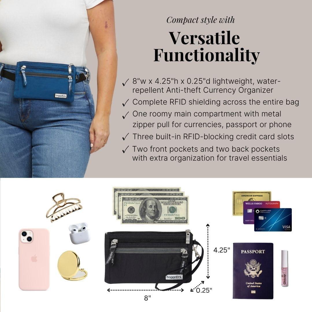 Organizador de Moneda Antirrobo Baggallini Negro 20.3x10.8 cm