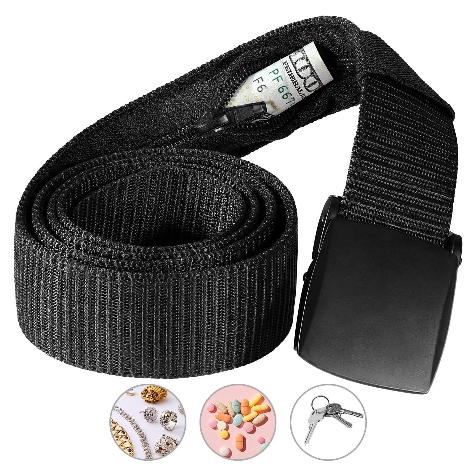 Cinturón de Dinero de Viaje SP Home Goods - Negro, Nylon Táctico