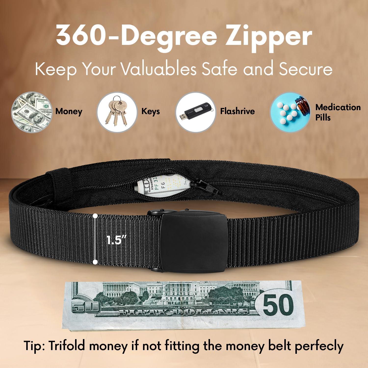 Cinturón de Dinero de Viaje SP Home Goods - Negro, Nylon Táctico