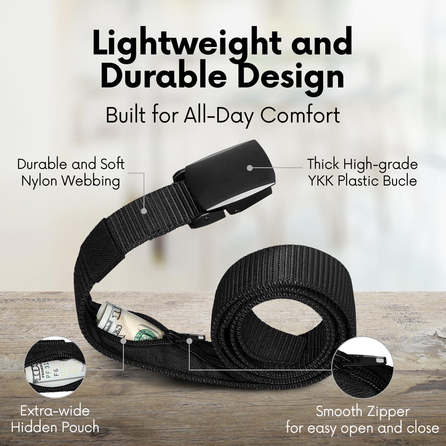 Cinturón de Dinero de Viaje SP Home Goods - Negro, Nylon Táctico