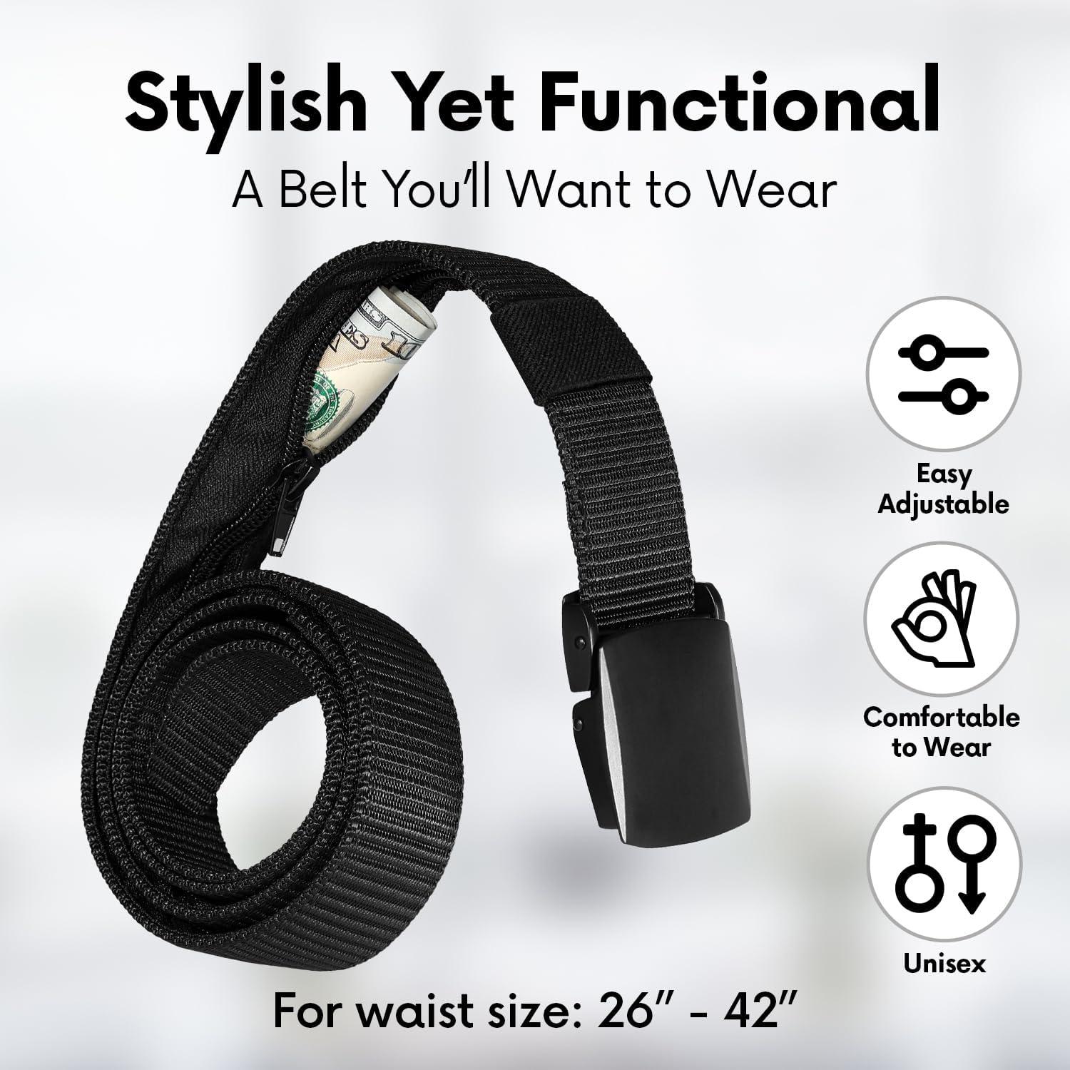 Cinturón de Dinero de Viaje SP Home Goods - Negro, Nylon Táctico