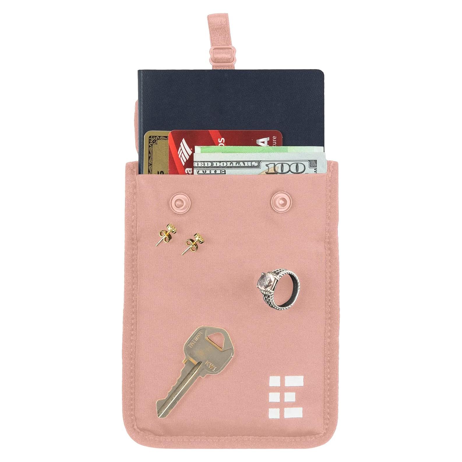 Billetera Oculta para Sujetador Zero Grid - Rosa, Lavable