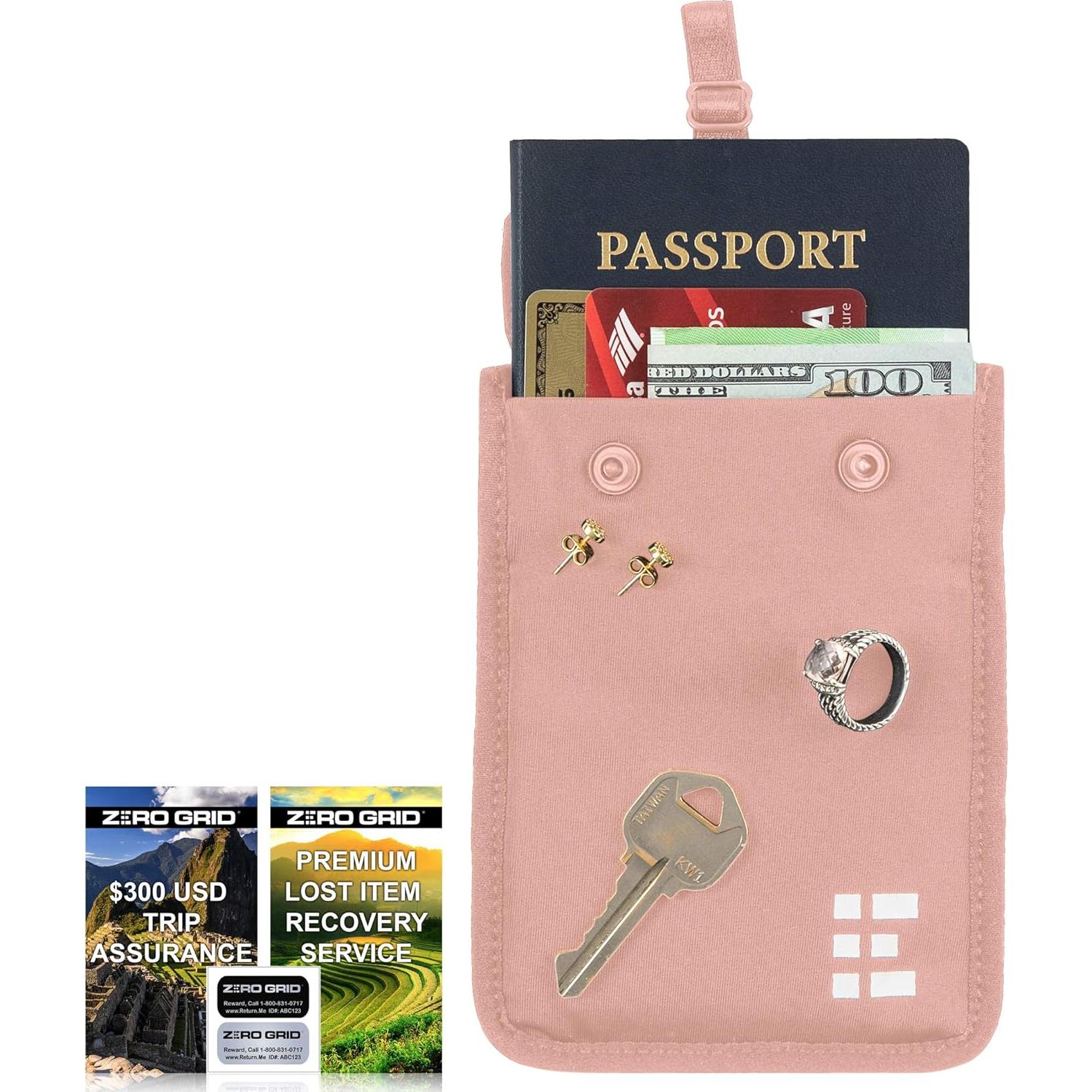 Billetera Oculta para Sujetador Zero Grid - Rosa, Lavable