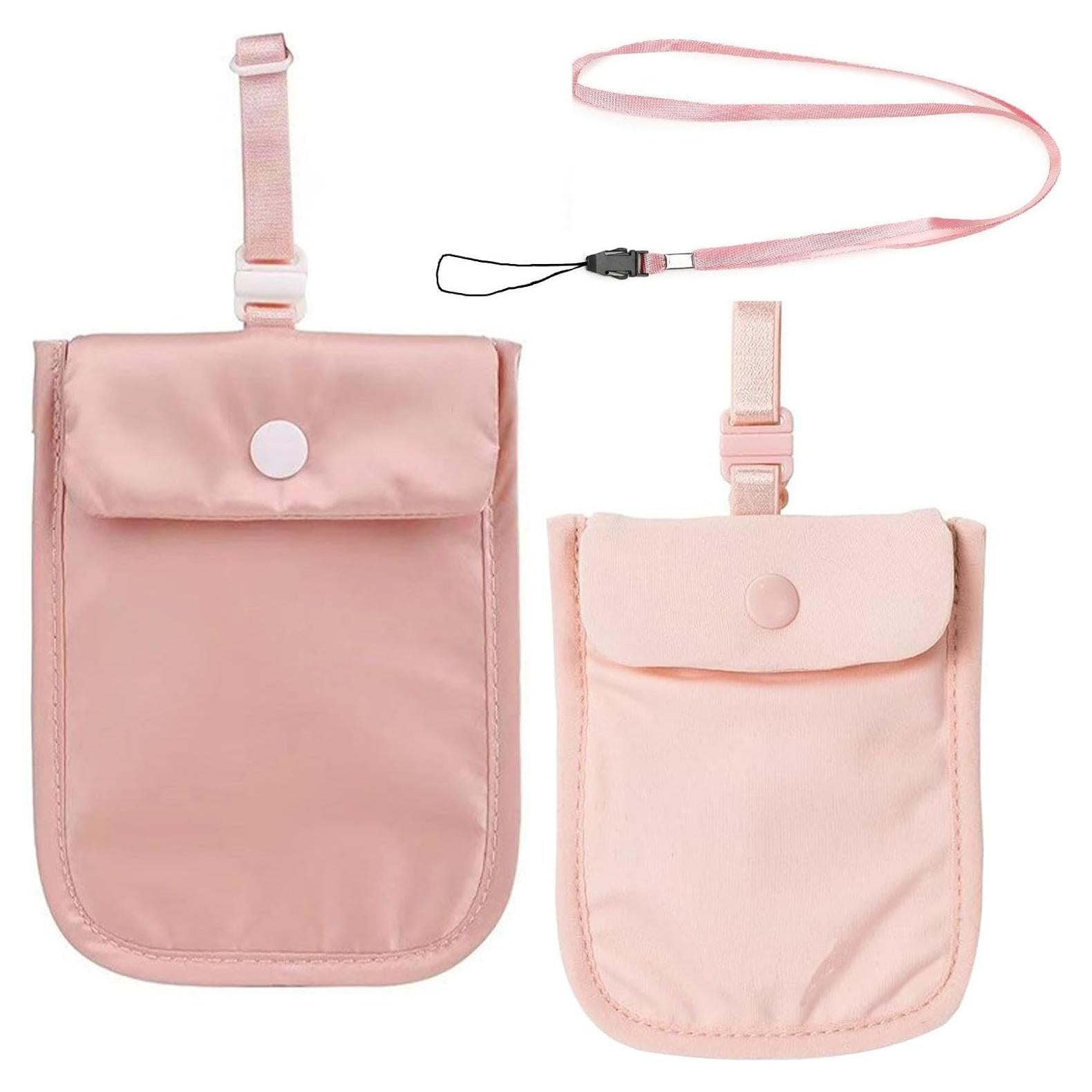 Billetera Oculta Lavable RFID FjiProu para Sujetador Rosa