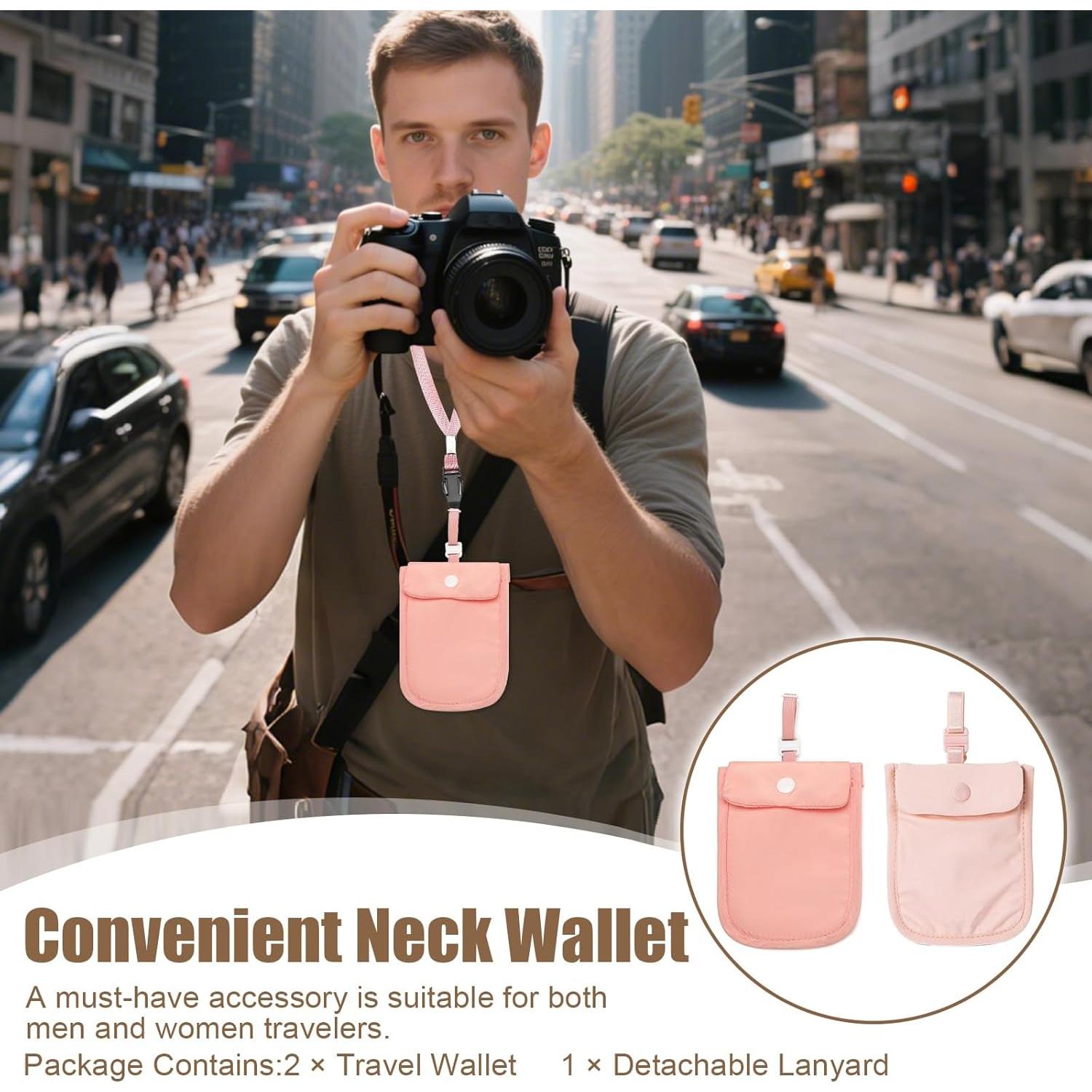 Billetera Oculta Lavable RFID FjiProu para Sujetador Rosa