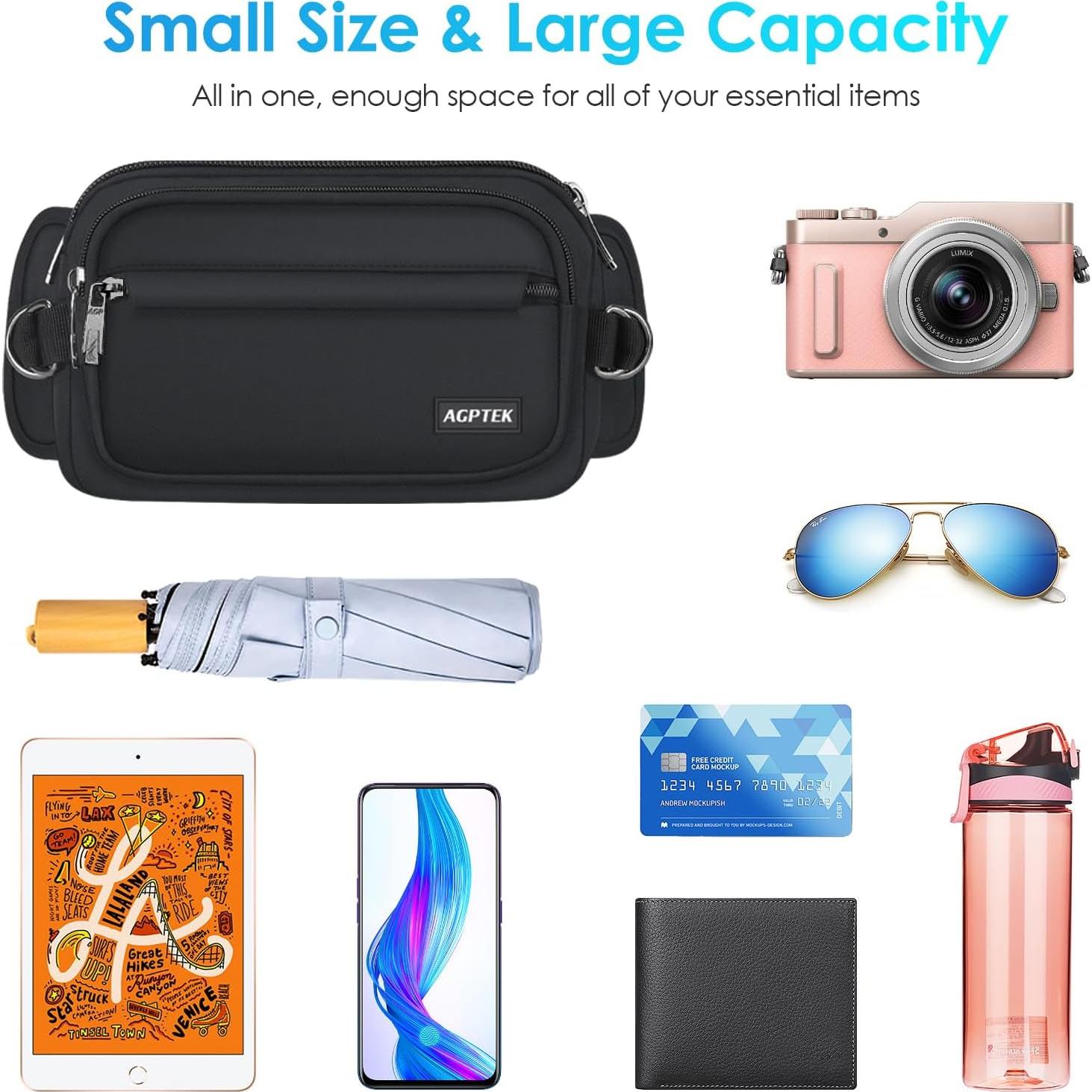 Riñonera AGPTEK Unisex Impermeable con Bloqueo RFID 22.86x13.97cm