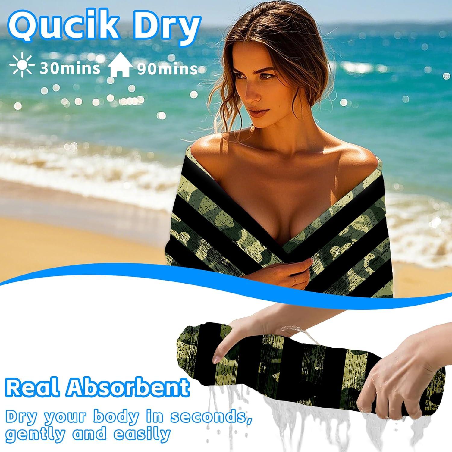 Toalla de Playa Microfibra SAYOUZ Camuflaje 75x150 cm Secado Rápido