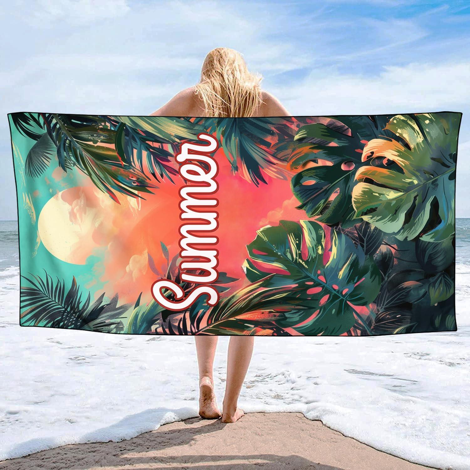 Toalla de Playa OHTMTHO XL Tropical 91.44x182.88cm Microfibra