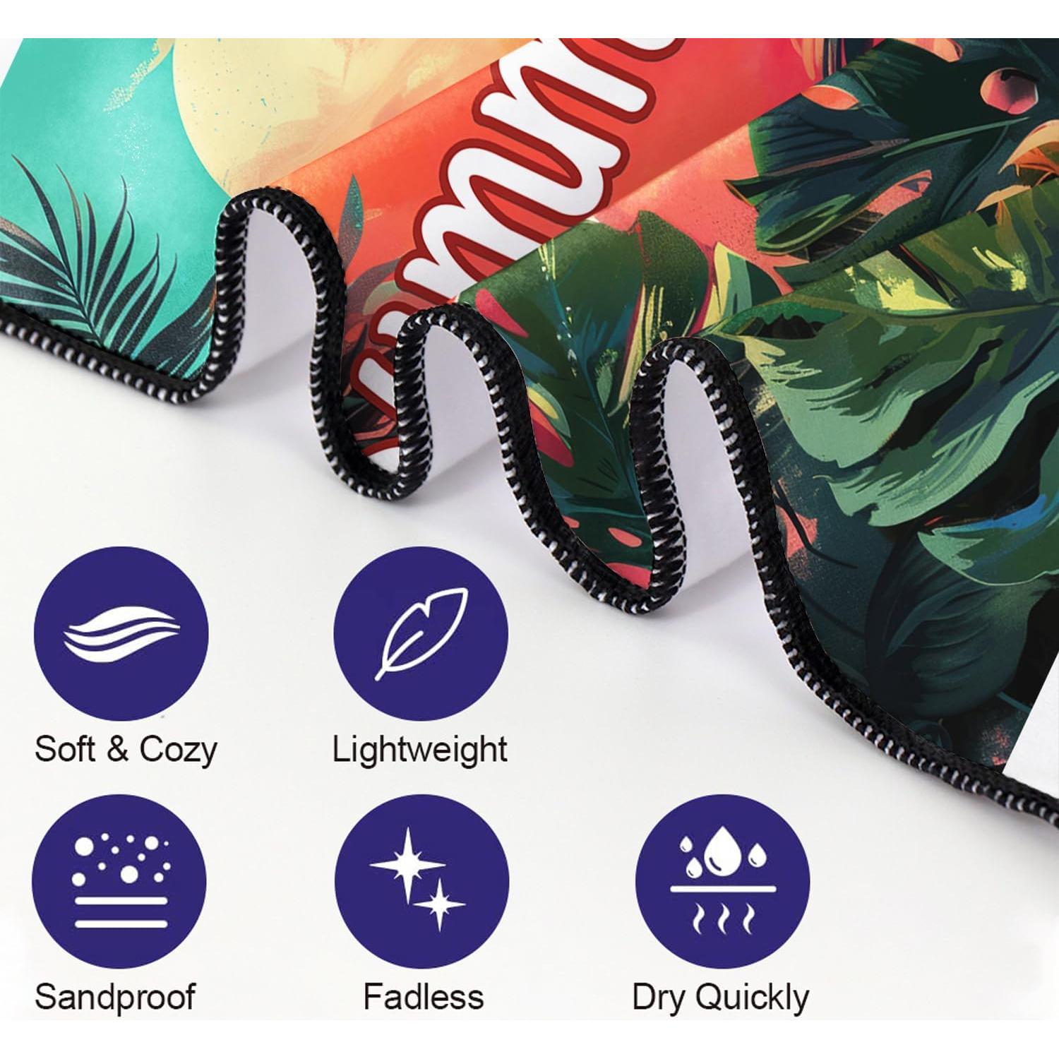 Toalla de Playa OHTMTHO XL Tropical 91.44x182.88cm Microfibra