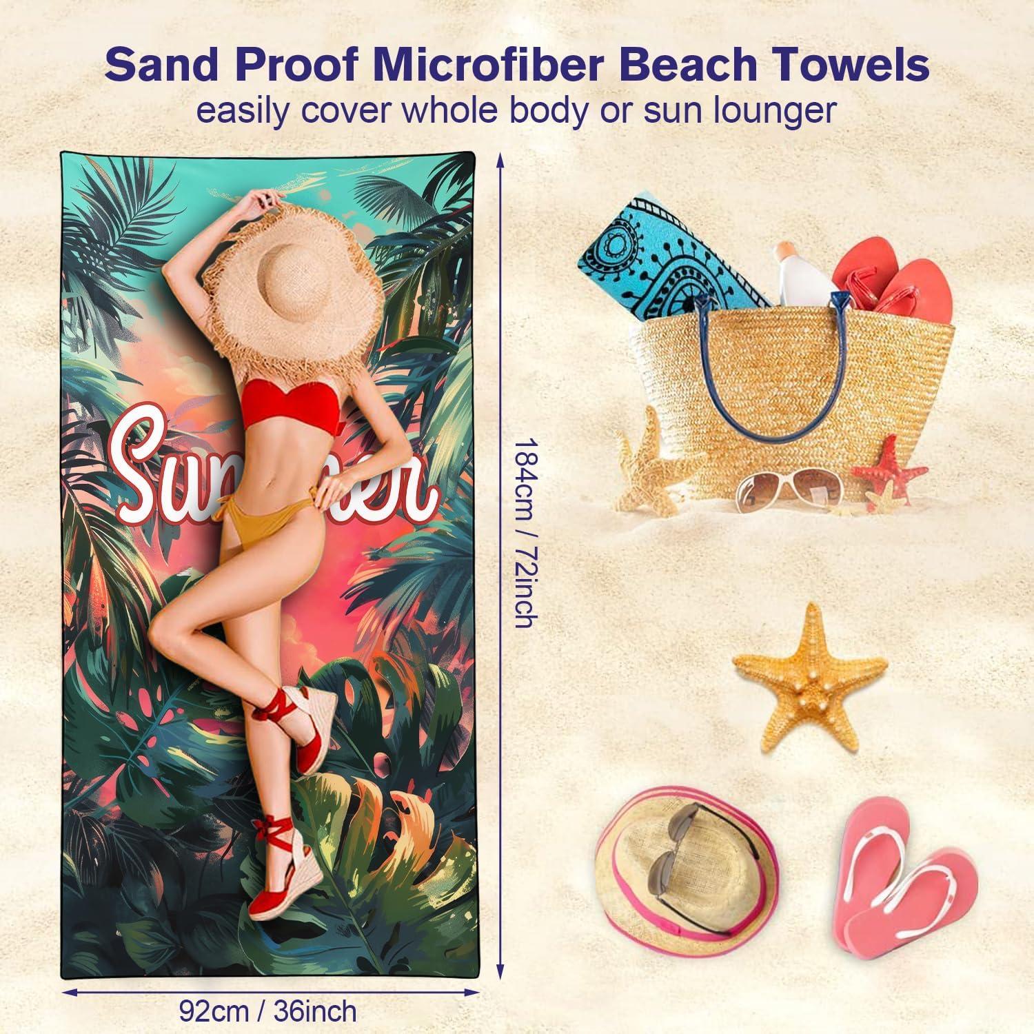 Toalla de Playa OHTMTHO XL Tropical 91.44x182.88cm Microfibra