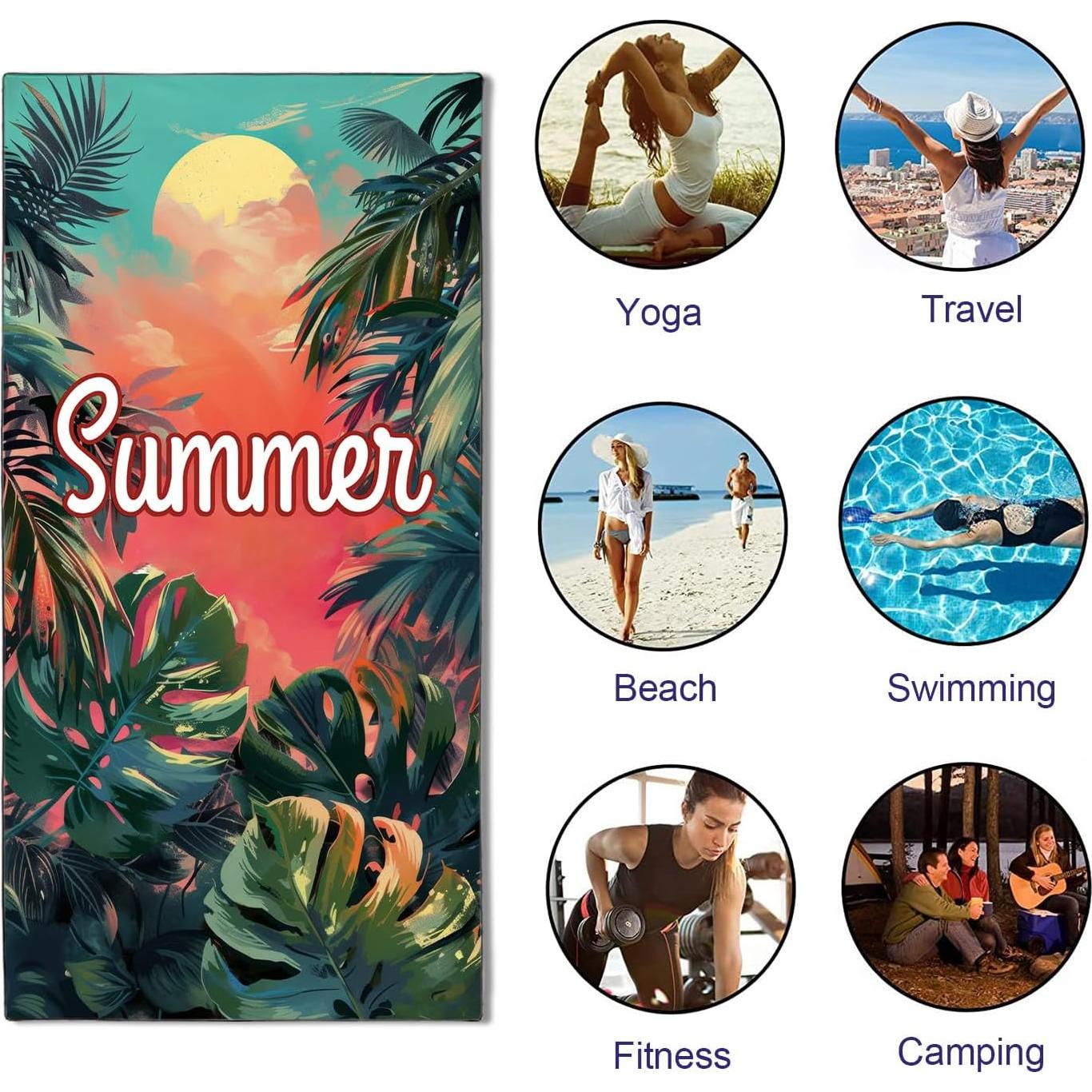 Toalla de Playa OHTMTHO XL Tropical 91.44x182.88cm Microfibra