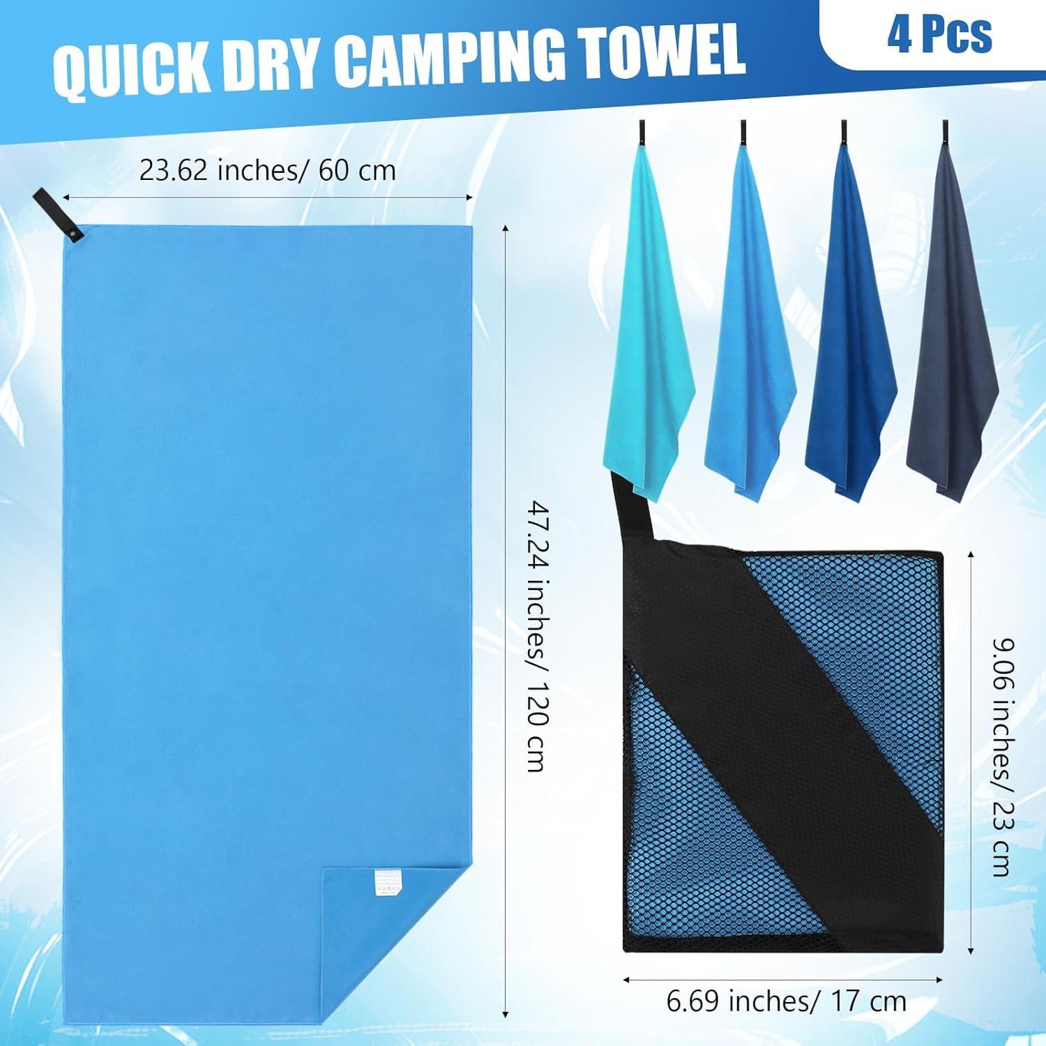 Juego de 4 Toallas de Camping Microfibra Hahafelt 120x60cm