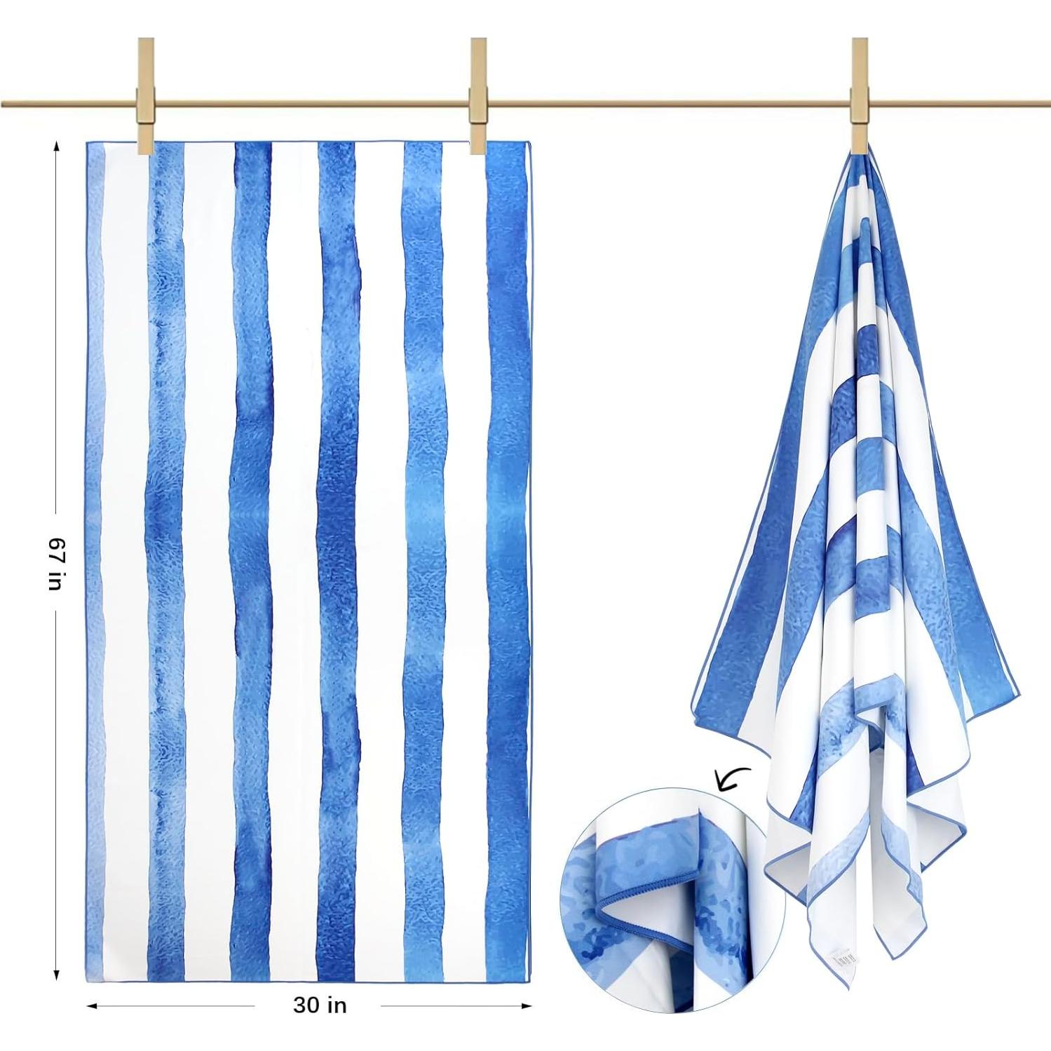 Toalla de Playa Microfibra QUOPID Suede-000 Rayas Azules 170x76cm