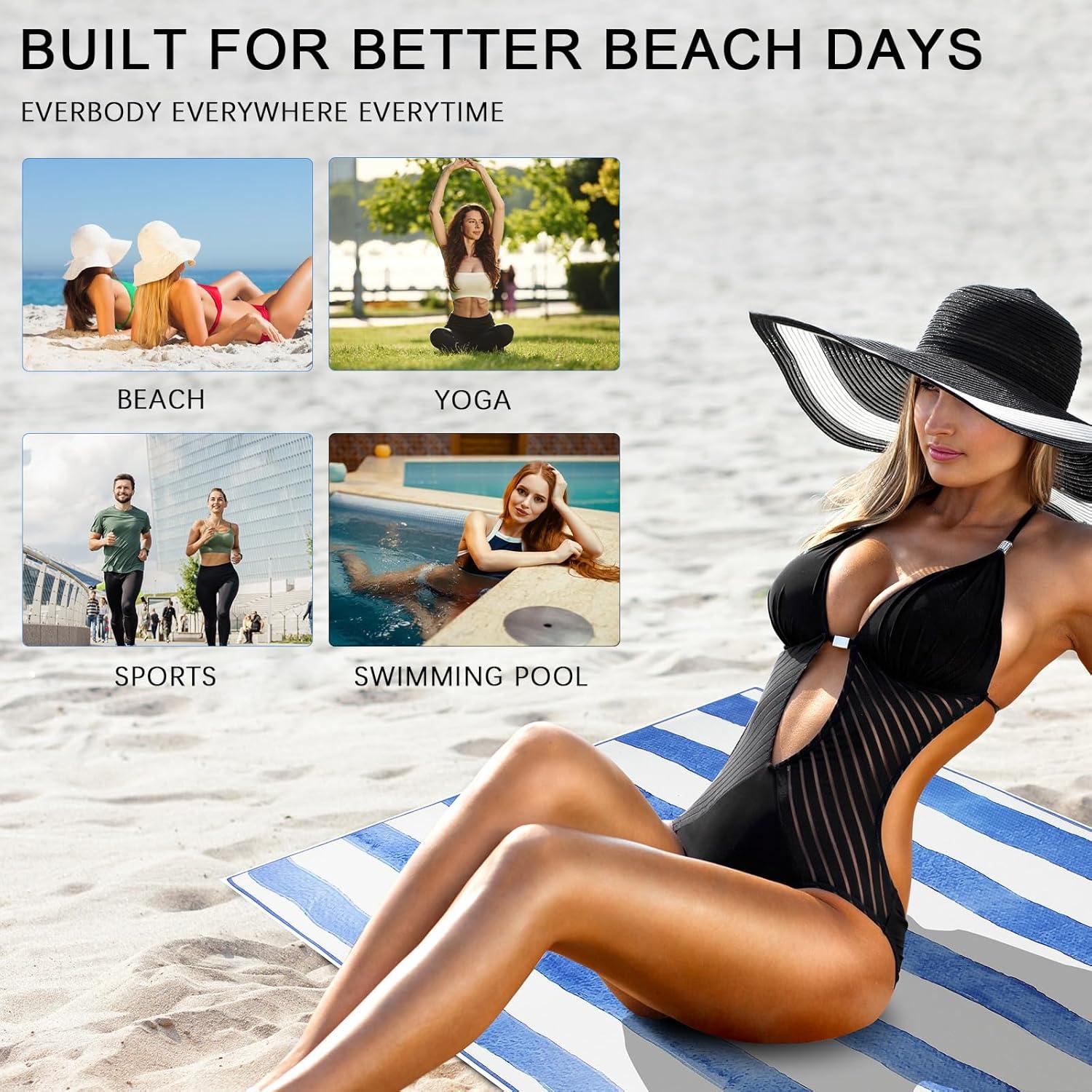 Toalla de Playa Microfibra QUOPID Suede-000 Rayas Azules 170x76cm