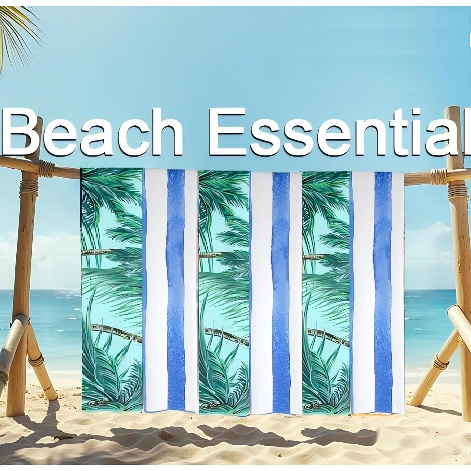 Toalla de Playa Microfibra QUOPID Suede-000 Rayas Azules 170x76cm