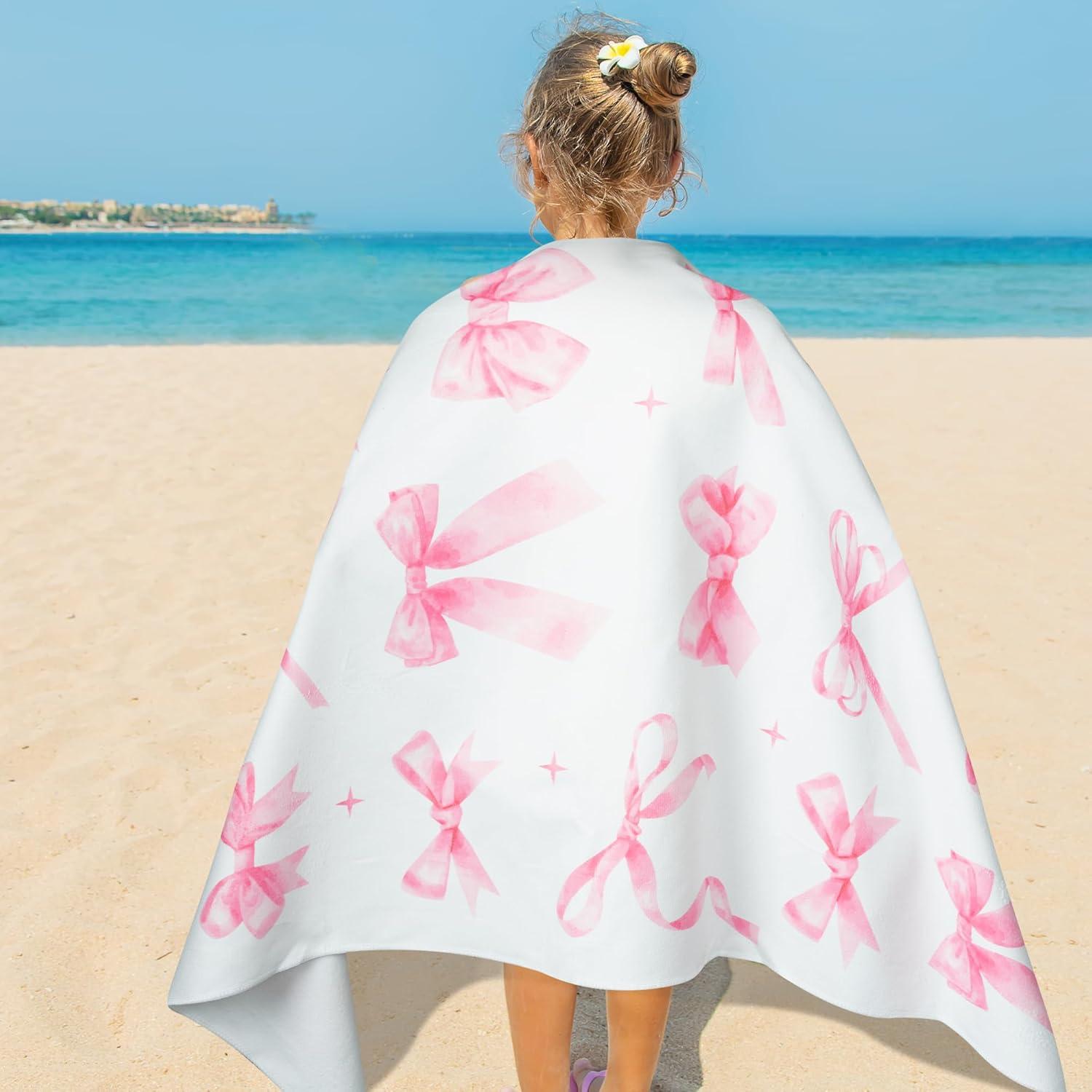 Toalla de Playa R HORSE Rosa con Lazo 76.2 x 152.4 cm Microfibra