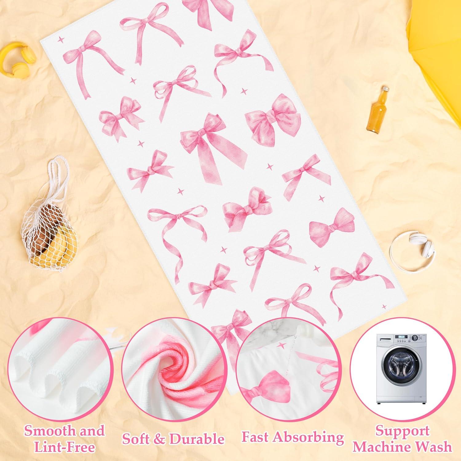 Toalla de Playa R HORSE Rosa con Lazo 76.2 x 152.4 cm Microfibra