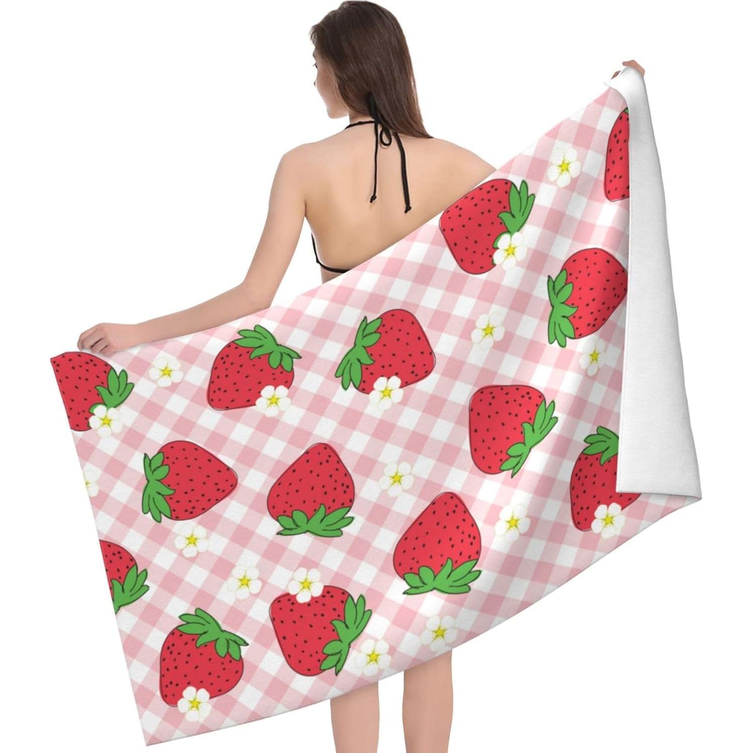 Toalla de Playa XLinTech Rosa Fresa Microfibra 79x129 cm