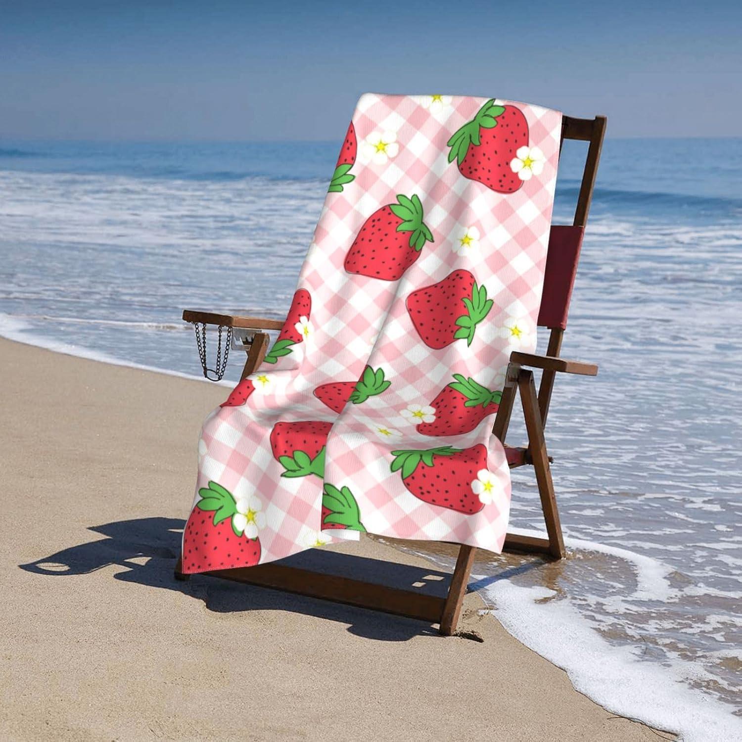 Toalla de Playa XLinTech Rosa Fresa Microfibra 79x129 cm