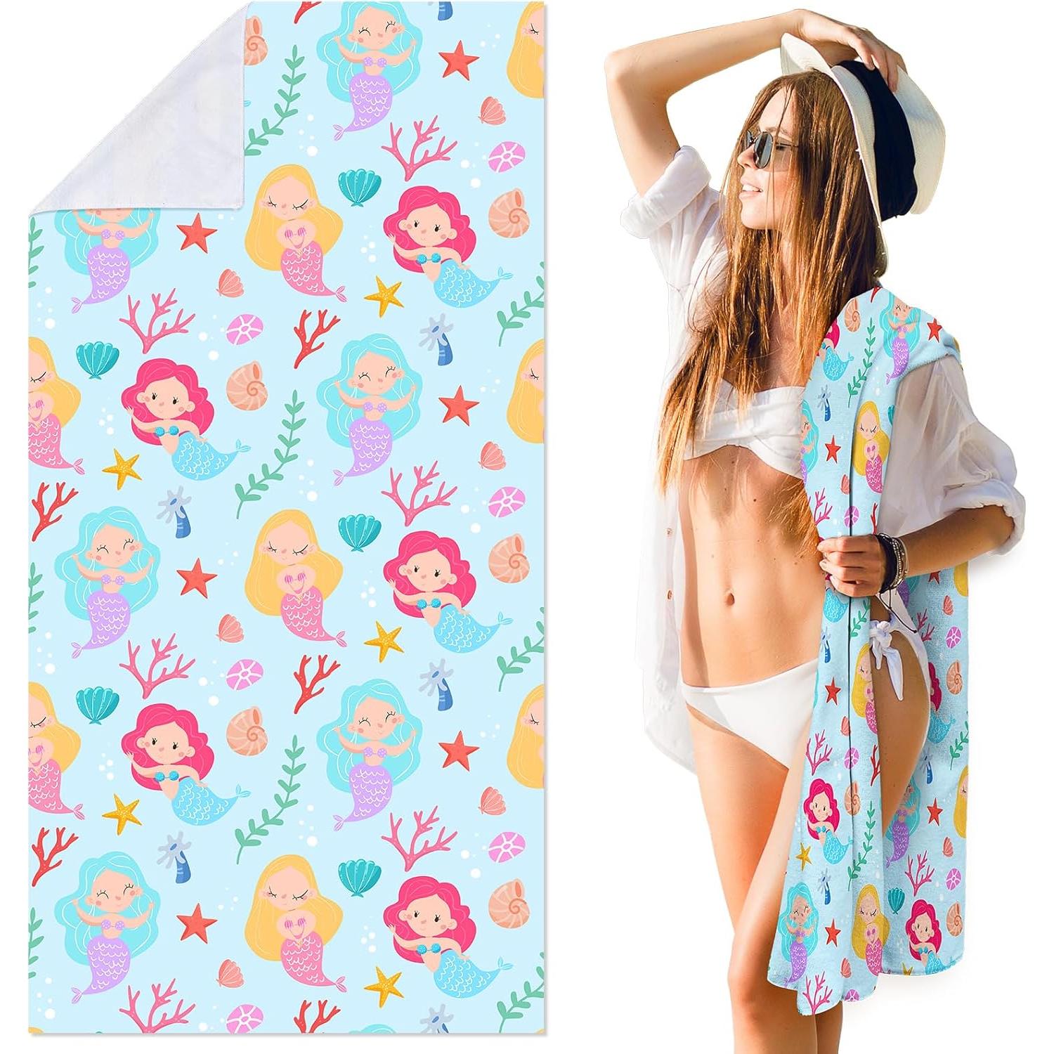 Toalla de Playa MaciRept Sirena Azul 76.2 x 152.4 cm Microfibra