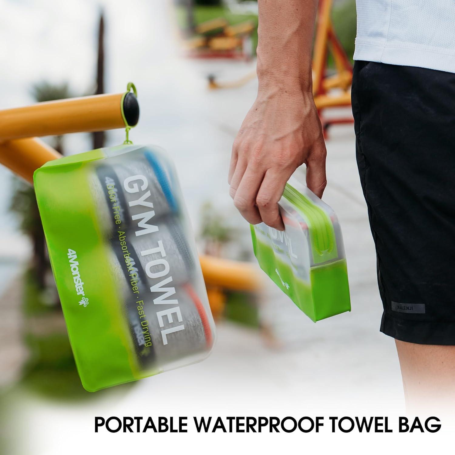 Juego de 3 Toallas de Microfibra 4Monster para Gimnasio y Viaje