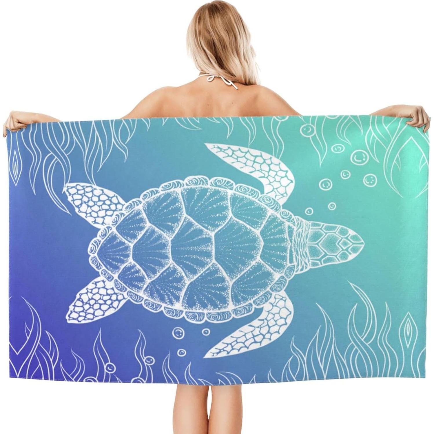 Toalla de Playa VOOHDDY Tortuga Marina Microfibra 132x81cm