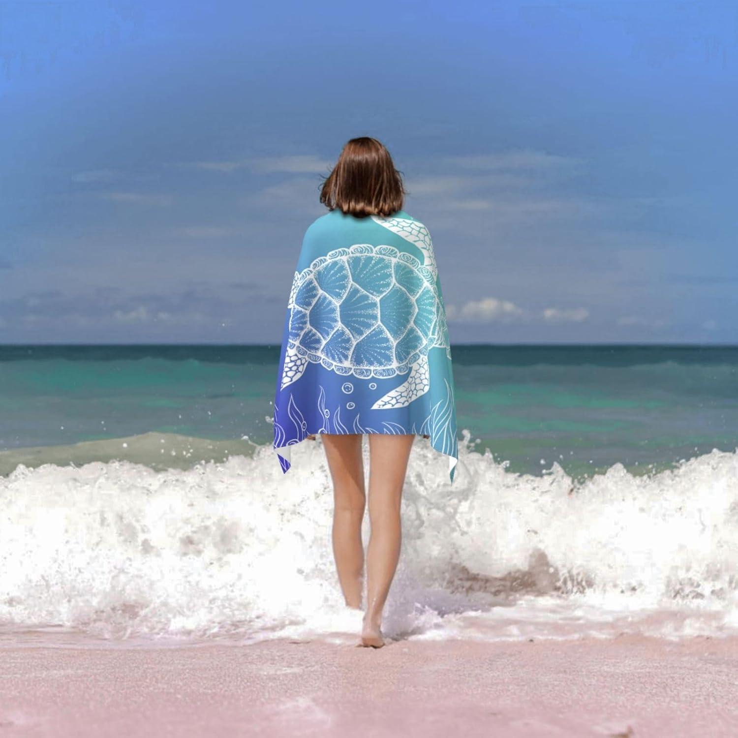 Toalla de Playa VOOHDDY Tortuga Marina Microfibra 132x81cm