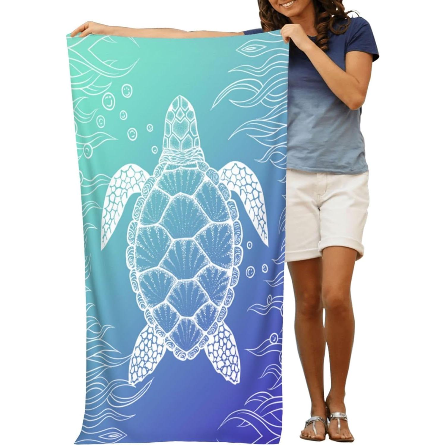 Toalla de Playa VOOHDDY Tortuga Marina Microfibra 132x81cm