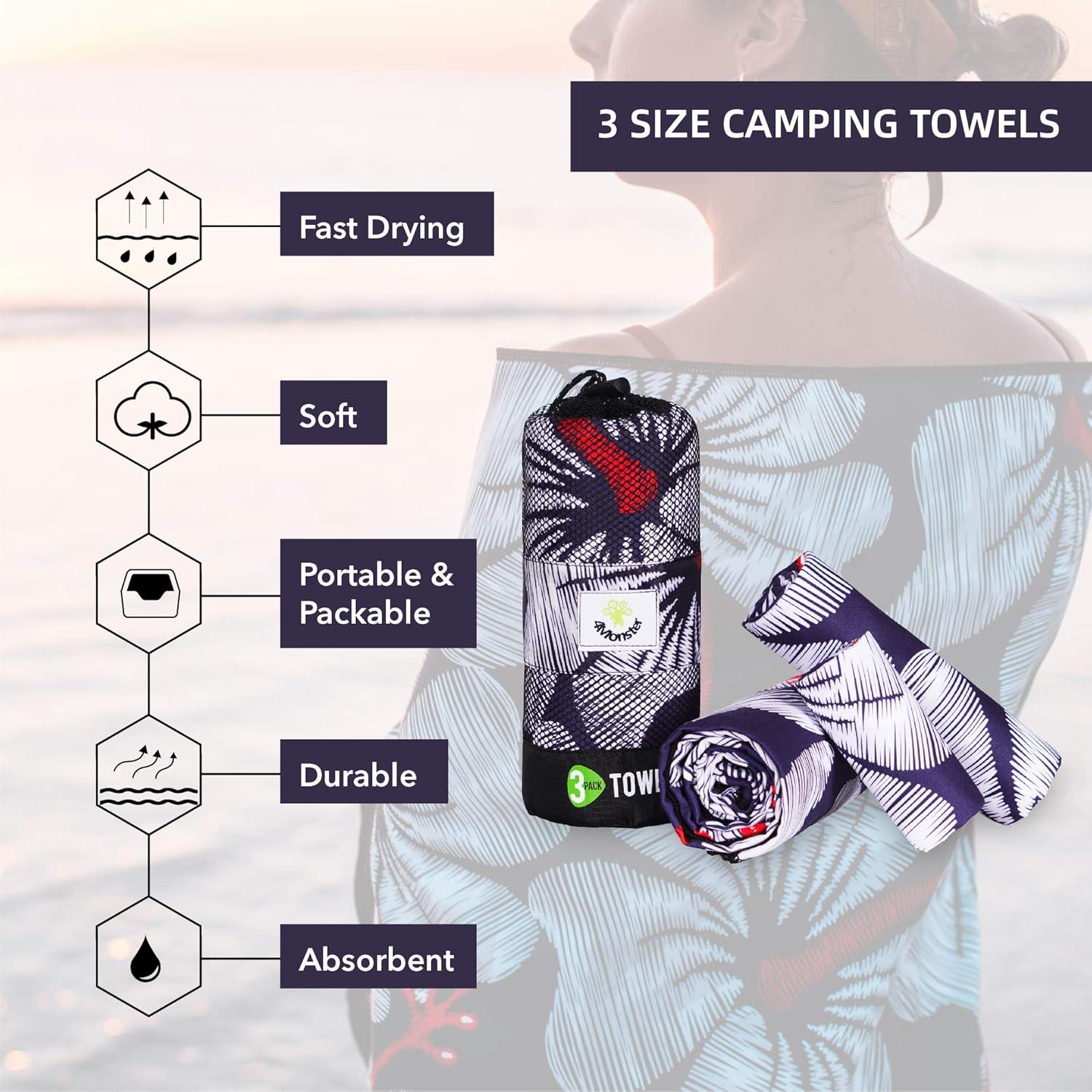 Toallas de Microfibra 4Monster - 3 Tamaños, Secado Rápido