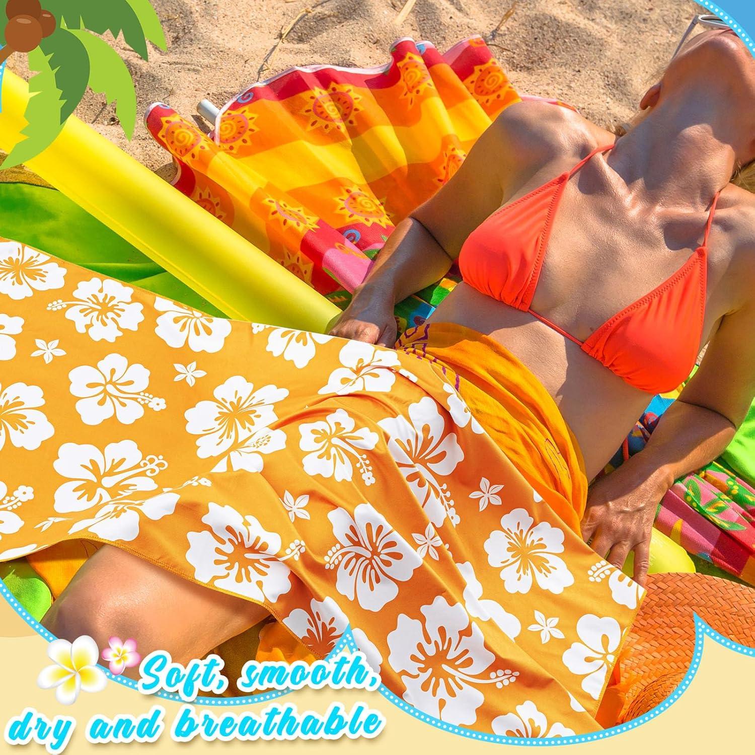 Paquete de 3 Toallas de Playa VitalCozy Hibisco 71x150cm Microfibra